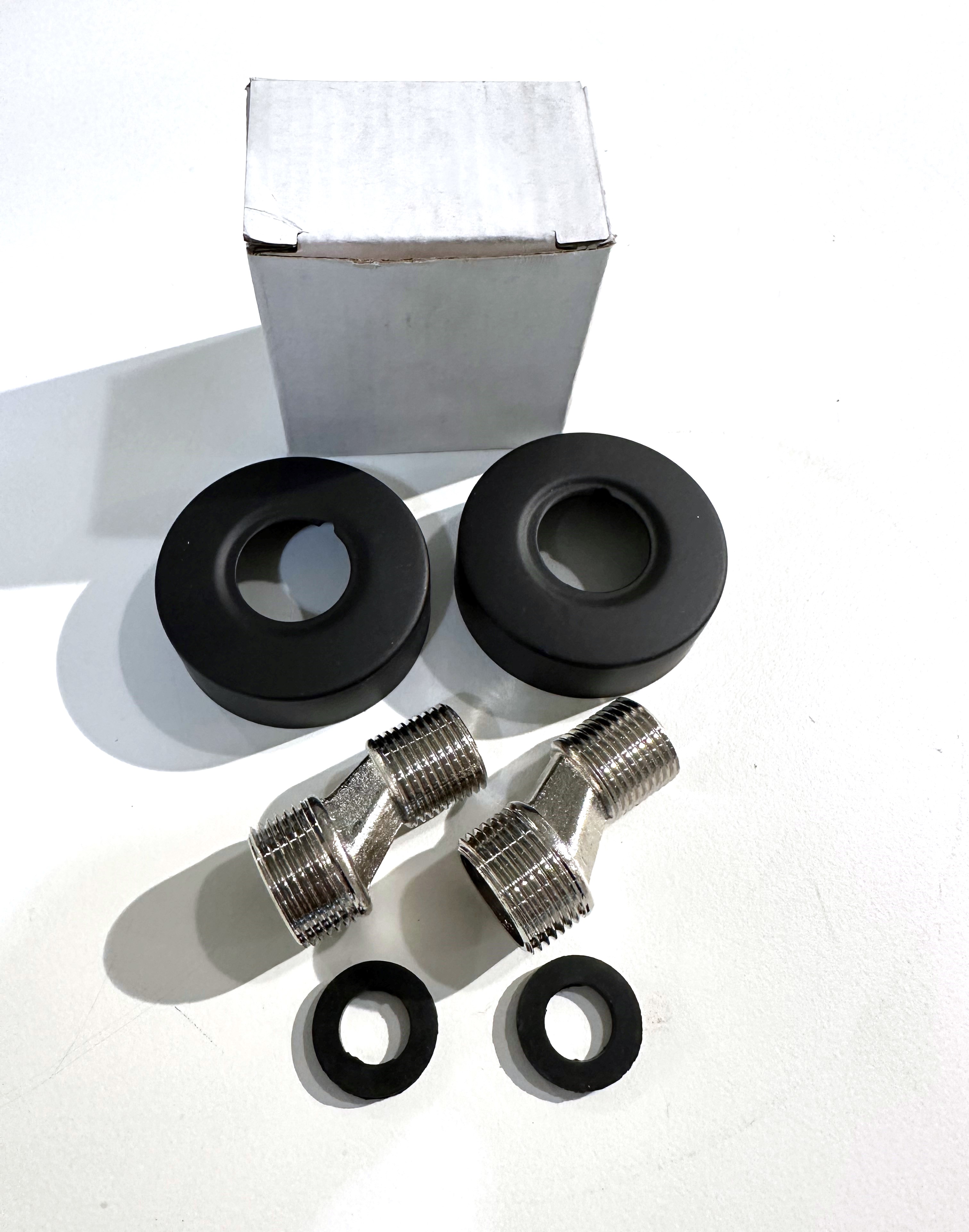 Best-Design Paar Rozetten incl. S-kopp 1/2"x3/4" mat-zwart "Black-Pary & Zagaro & Colari"