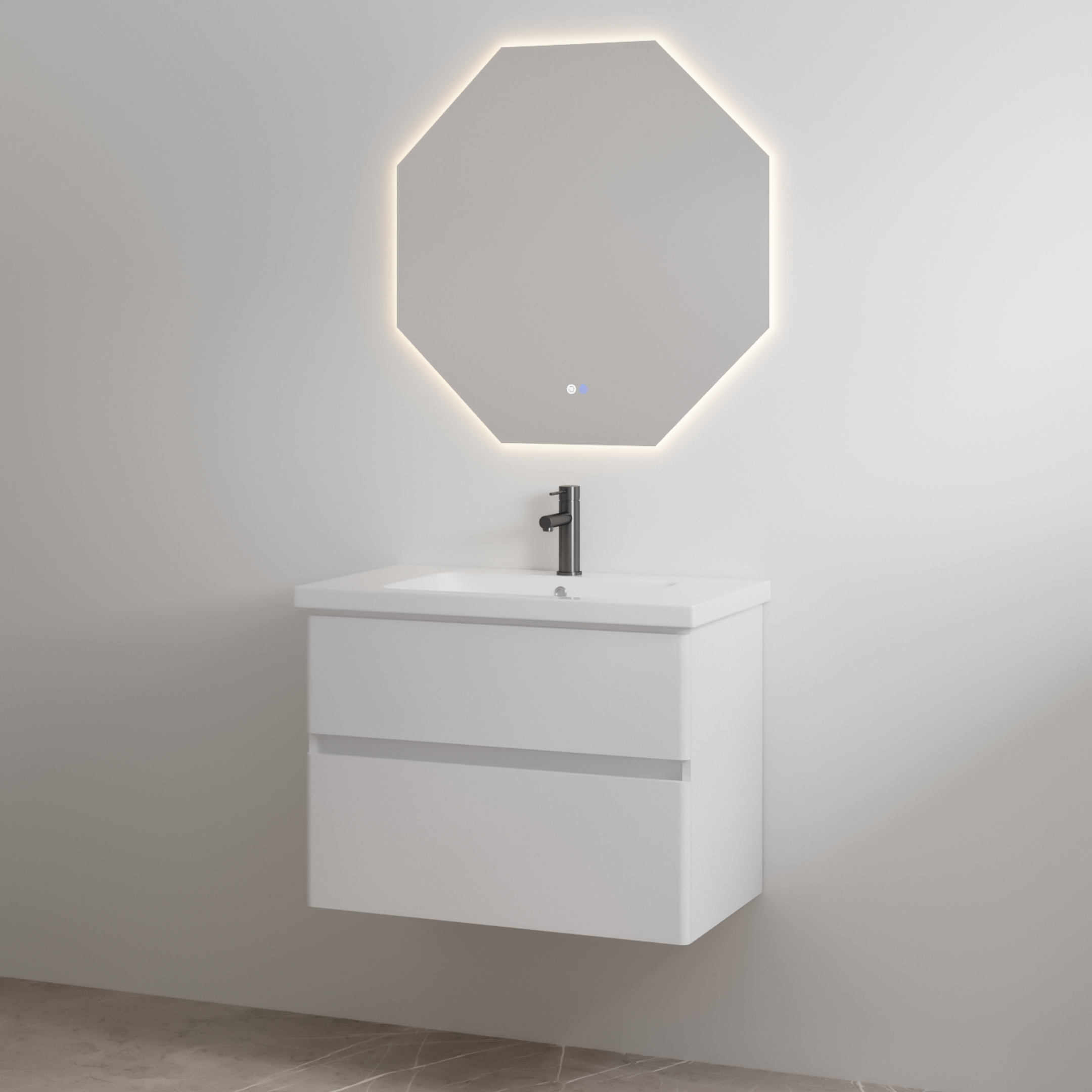 Best-Design badkamermeubelset "Quick" Glans-wit onderkast + Glans-wit wastafel 65cm