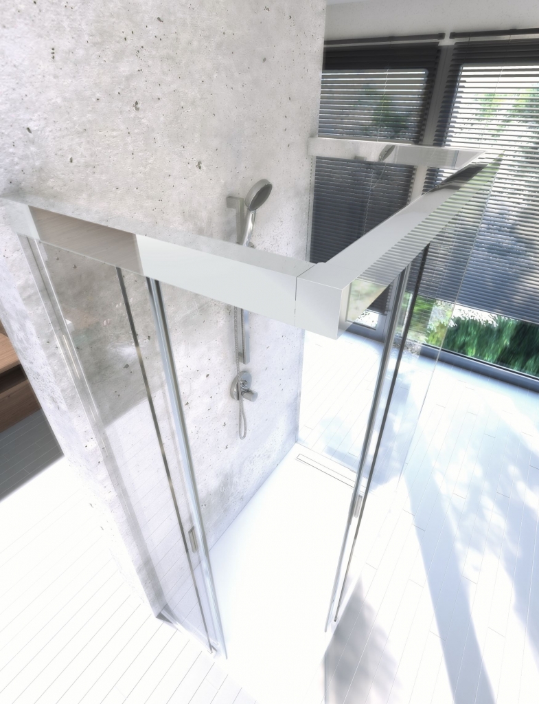 Schuifdeursysteem softclose 8mm rookglas brons max 1000x1000x1000x2100 mm met Chroom beslag