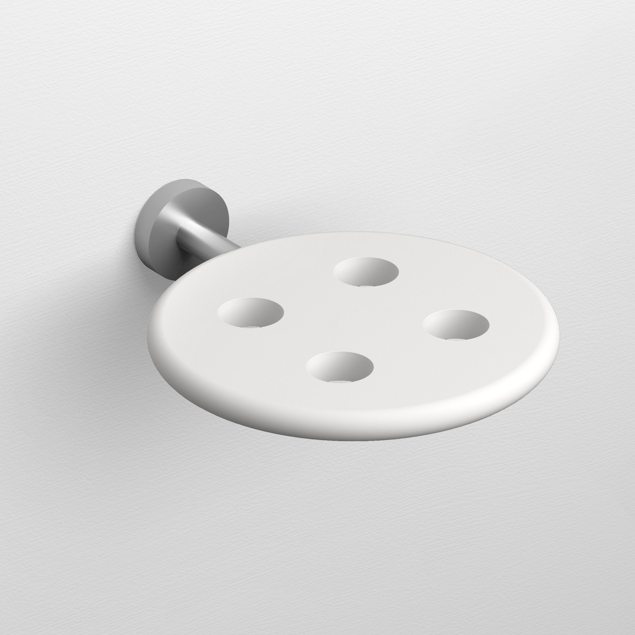 Slim tandenborstelhouder t.b.v. 4 stuks, rvs geborsteld en wit siliconen