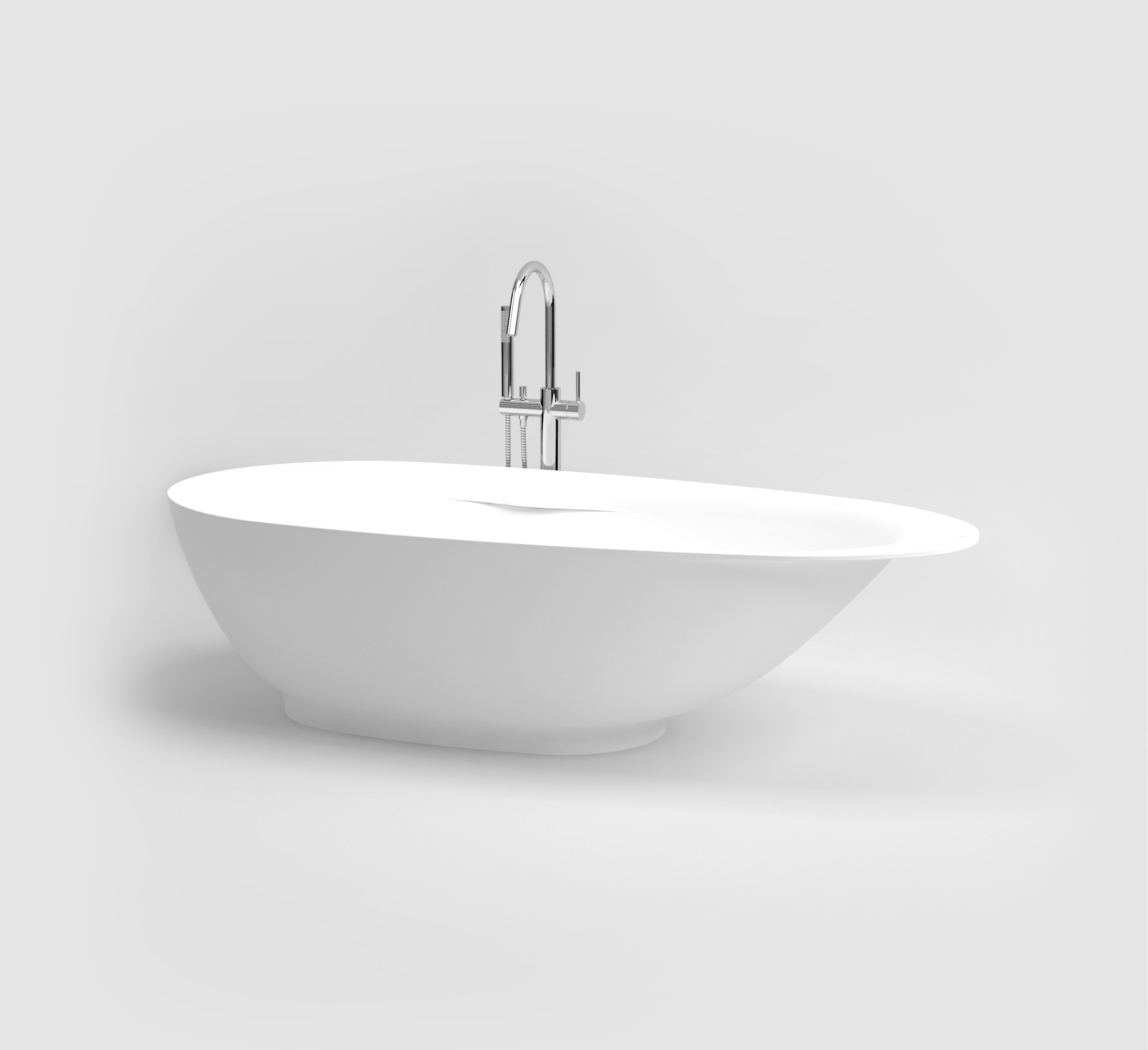 First vrijstaand ligbad, aluite, met chromen plug