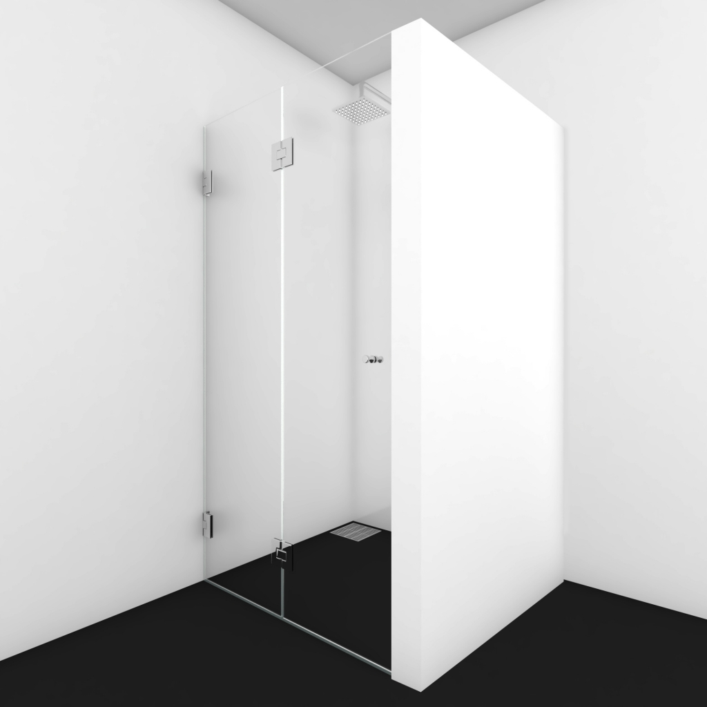 Vouwdeur rookglas brons max 100x200 cm met Inox/rvs look beslag en designgat