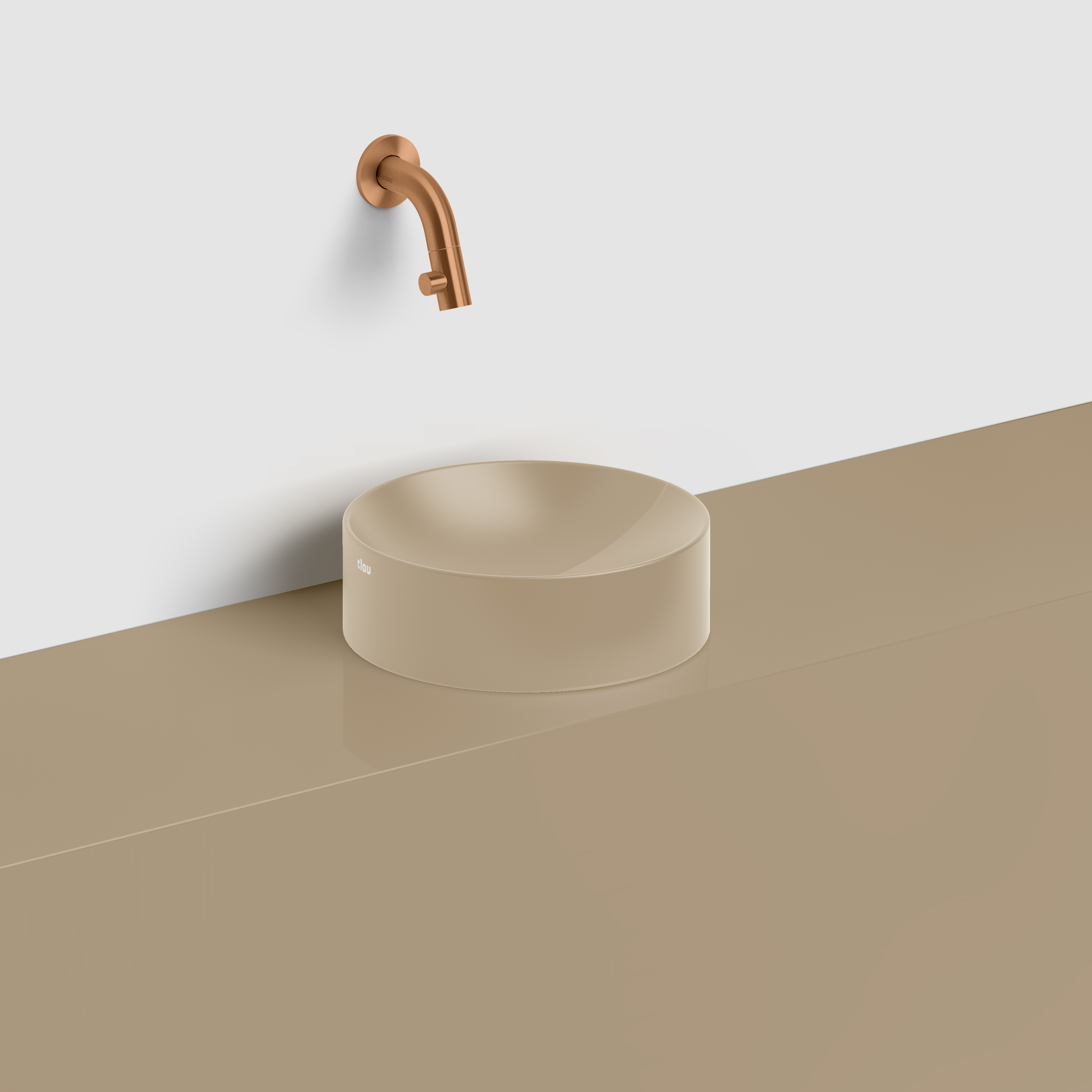 Vale fontein rond Ø22cm, mat mosterd keramiek
