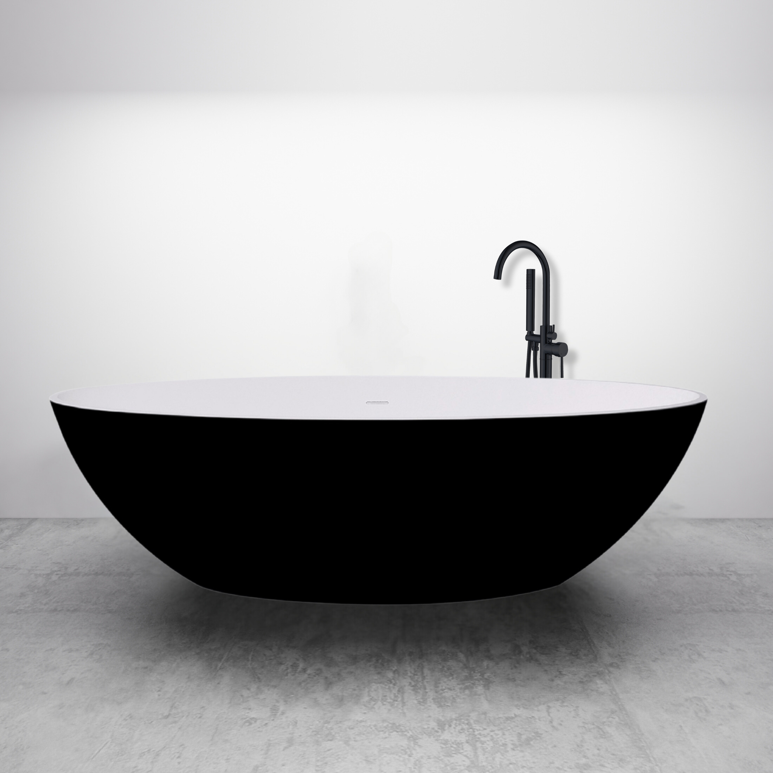 Best-Design "New-Stone" Bicolor-zwart/wit vrijstaand bad "Just-Solid" 180x85x52cm