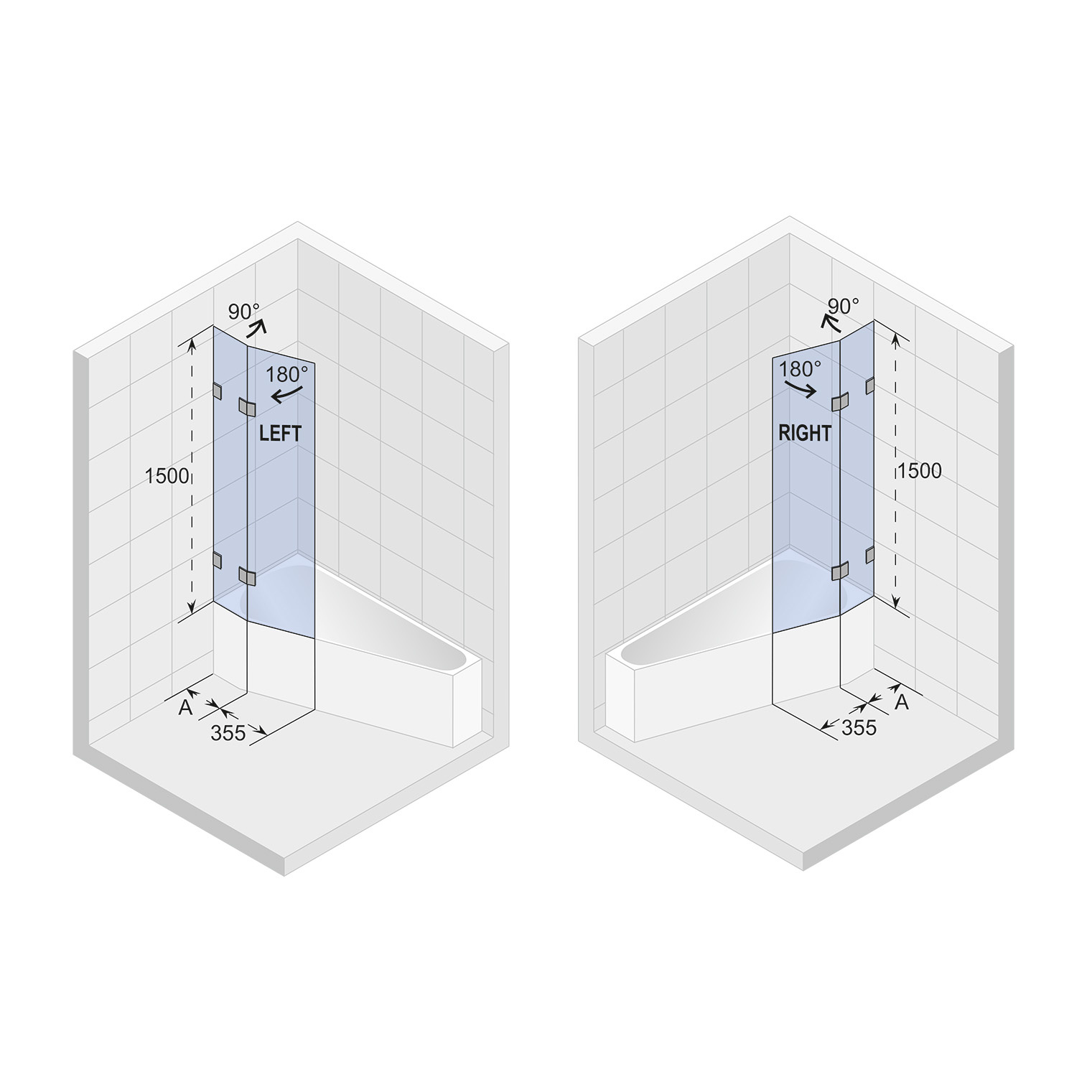 Riho Scandic NXT 500 badwand 117.5x150 cm links chroom