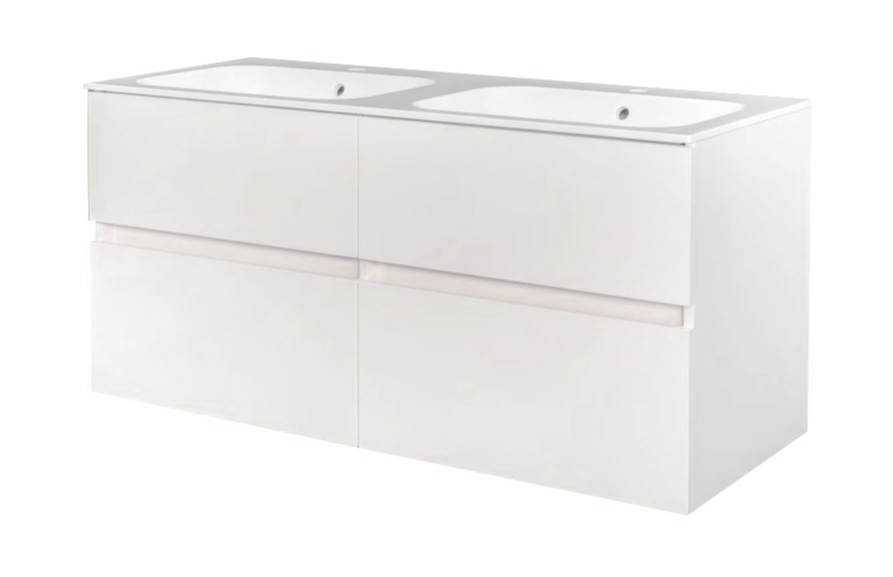 Best-Design "Bora-Wit-Greeploos" meubel onderkast 4 laden zonder wastafel 120 cm Glans-Wit