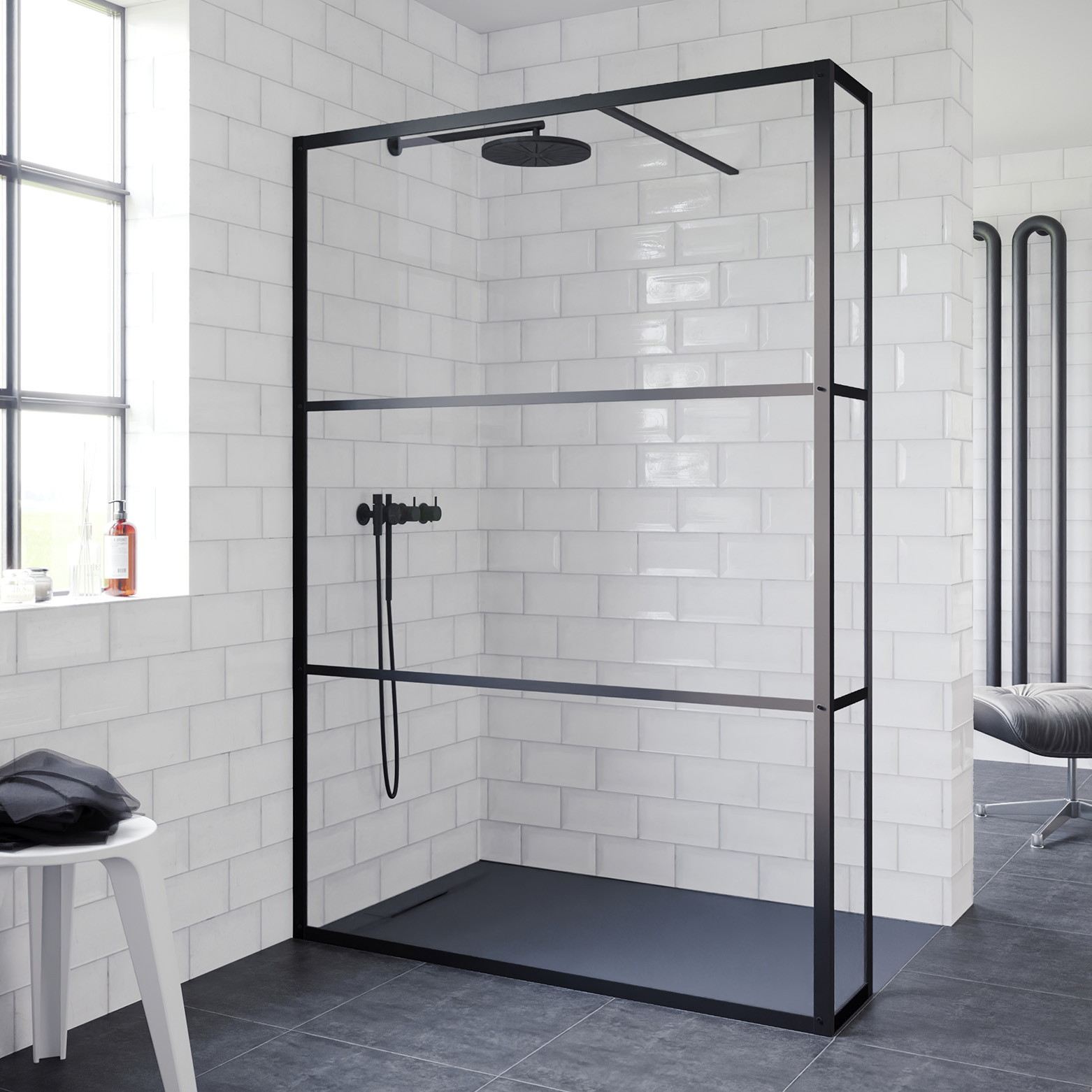 Riho Grid 402 inloopdouche 90x200 cm zwart
