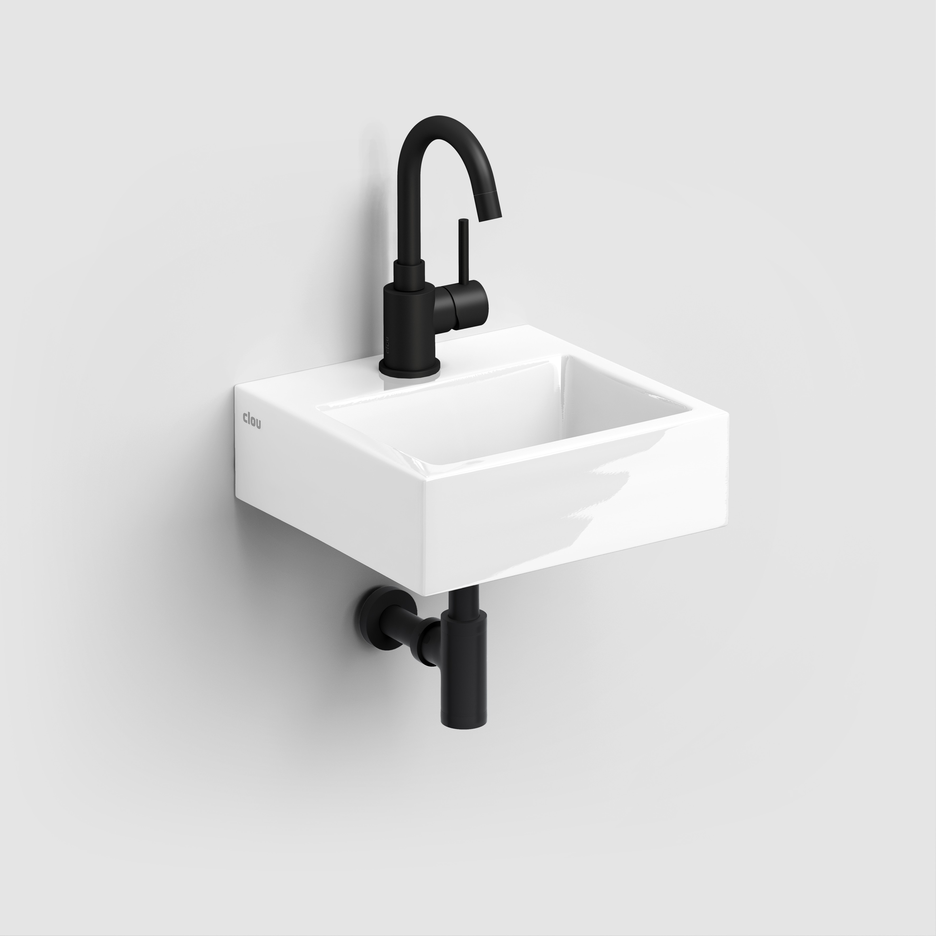 Flush 1 fontein 28cm, met kraangat, met afvoerplug, glanzend wit keramiek