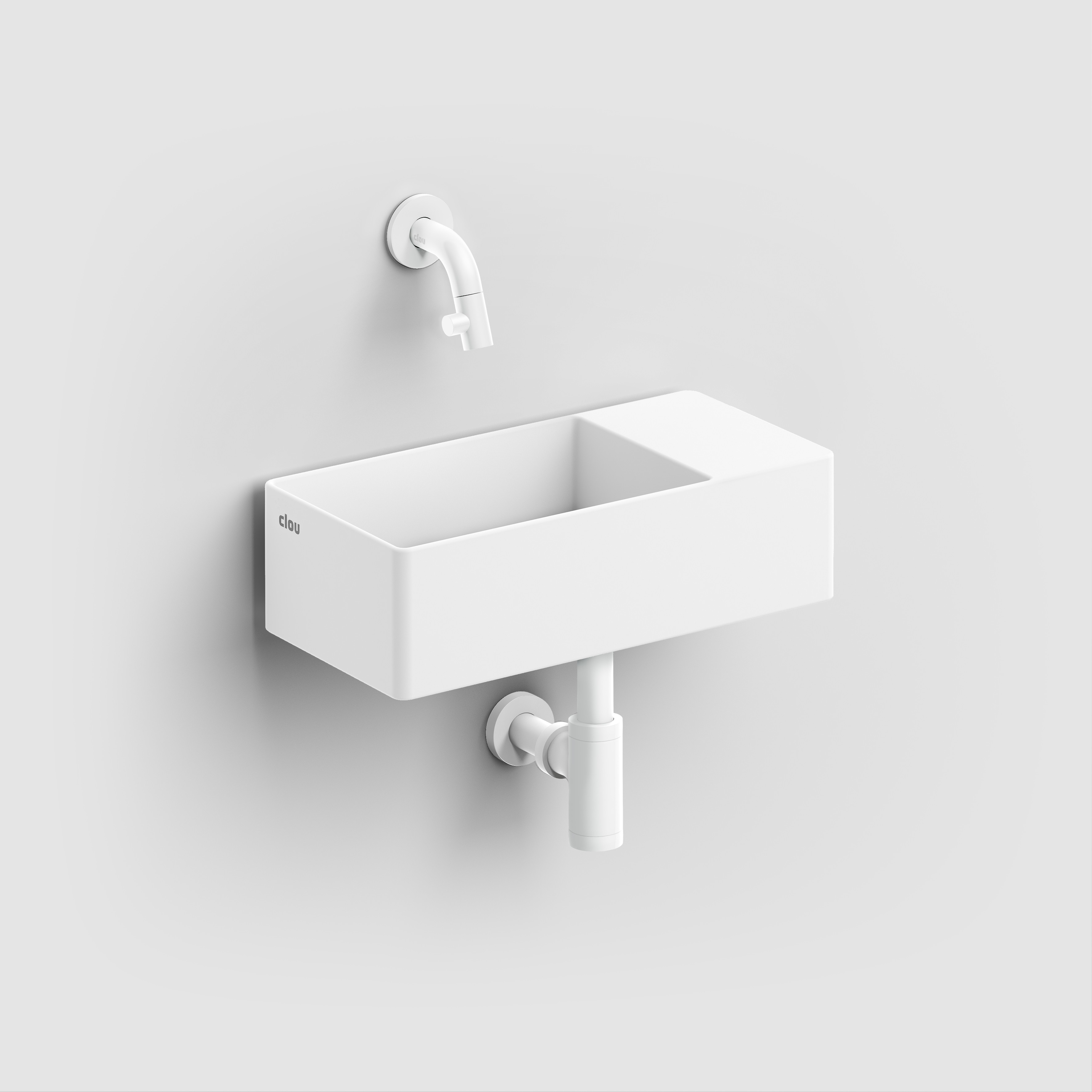 New Flush 3 fontein rechts, met afvoerplaat en afvoerplug, met voorbewerkt kraangat, mat wit aluite