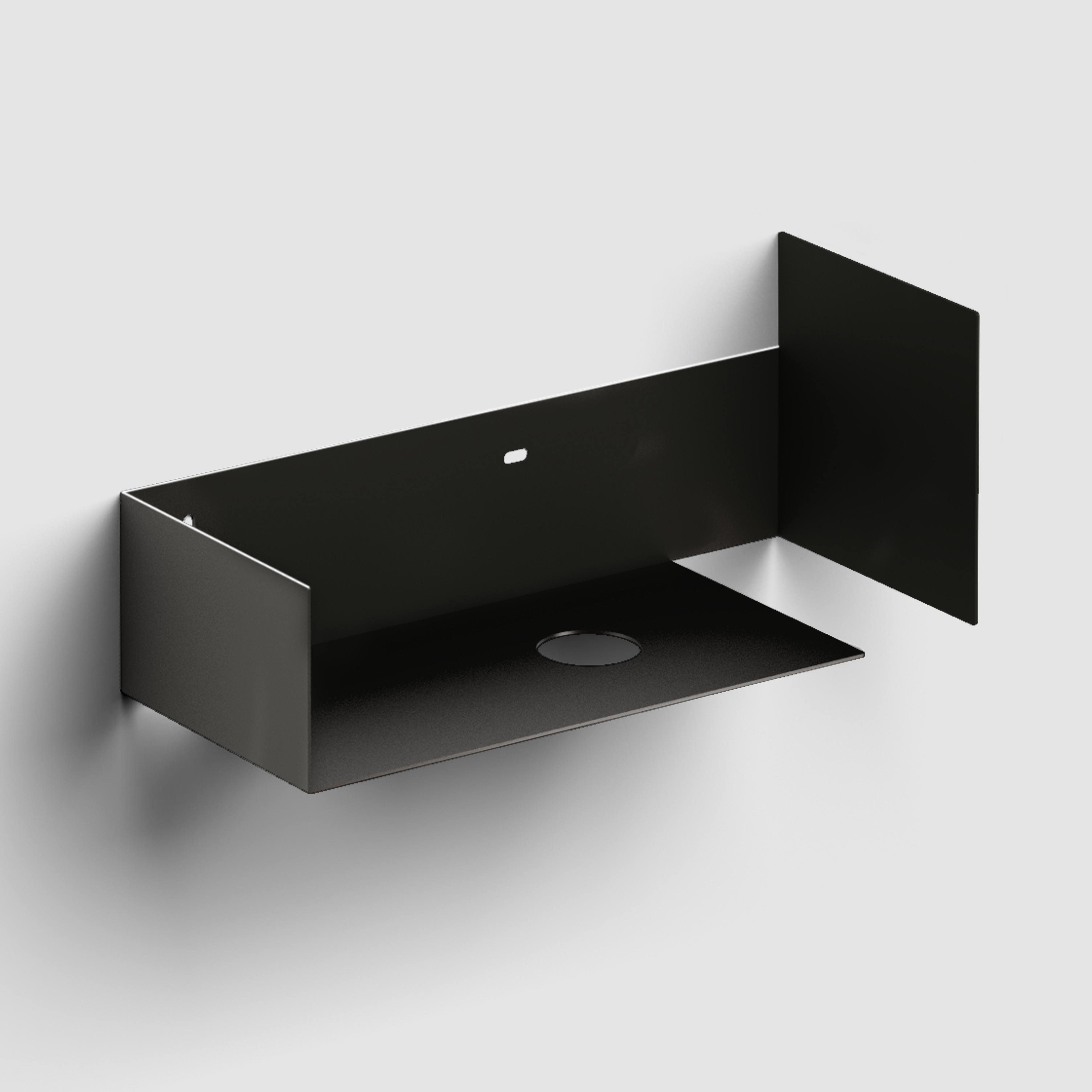 open kast met handdoekhouder t.b.v. Vale 38cm links, zwart gepoedercoat rvs