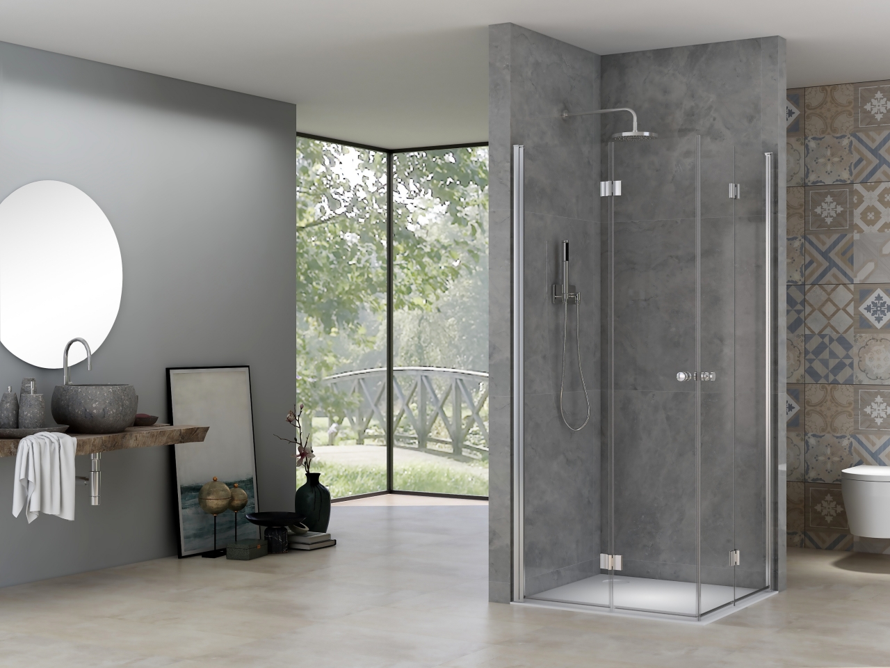 ST02 draai-vouwdeur met magneetsluiting 975–995 × 2000 mm chroom