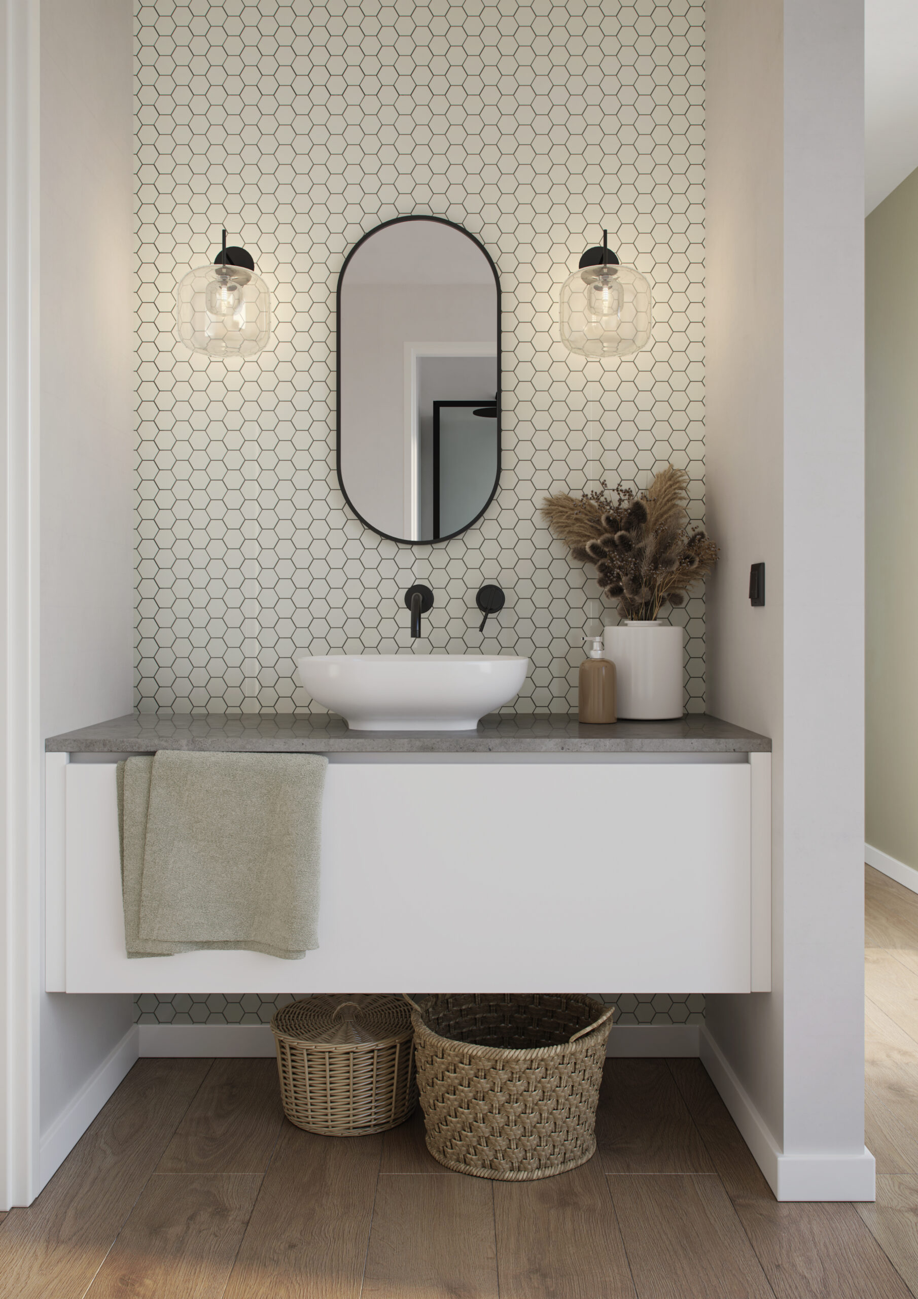 HIPP-Design SPV 8640 BLI spiegel ovaal-recht 40x60 cm — Mat zwart industrieel frame