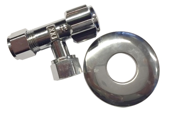 Hoekstopkraan 3/8"x 12 mm Knel KIWA + rozet