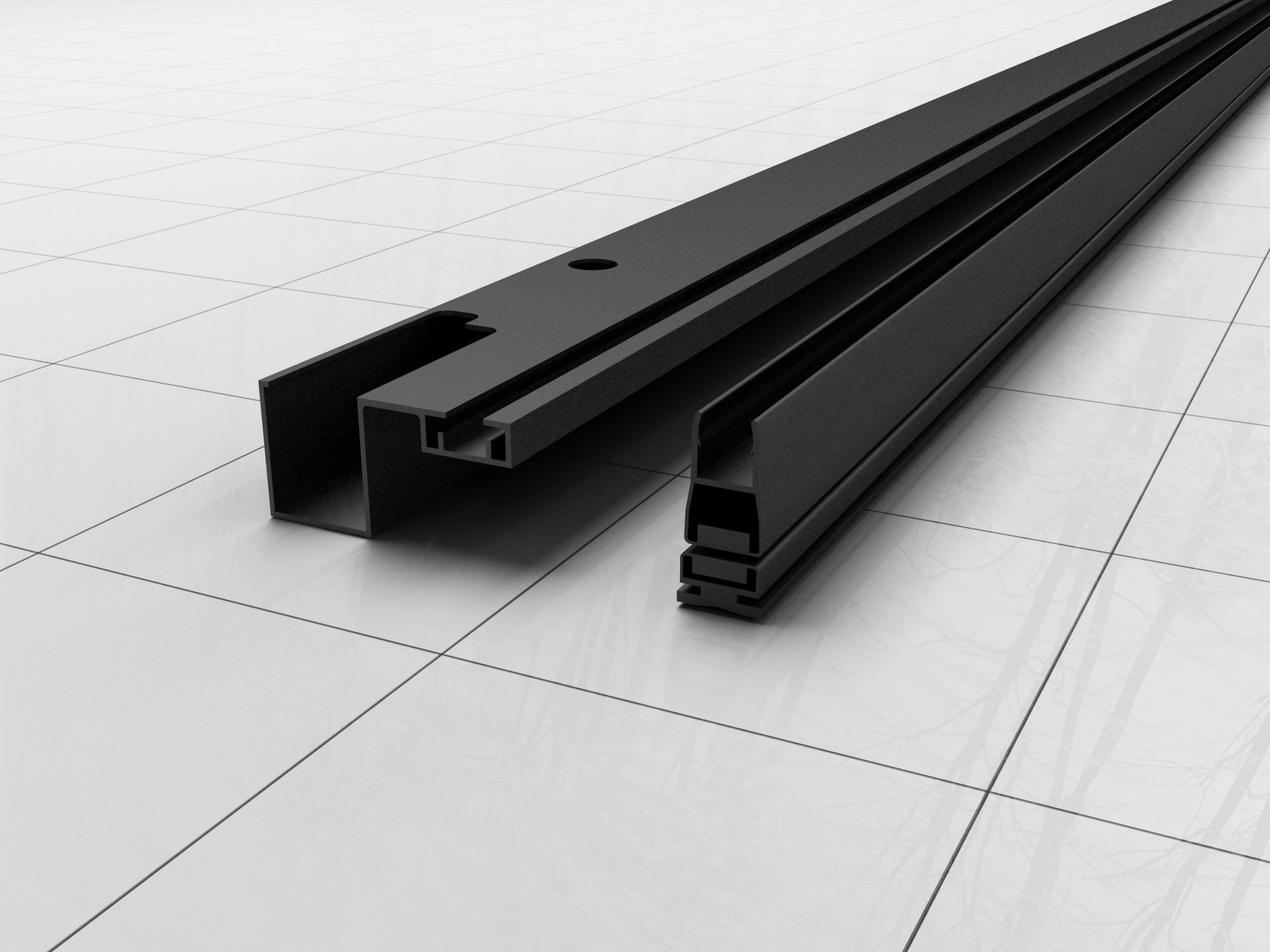Skyline muurprofiel met magneetstrip voor nisdeur mat zwart