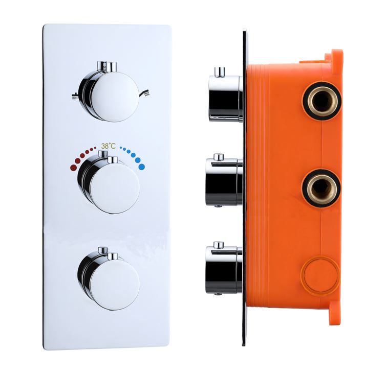 Best-Design "Magna" inbouwthermostaat & Inb.box 3 weg 1/2" ronde knoppen