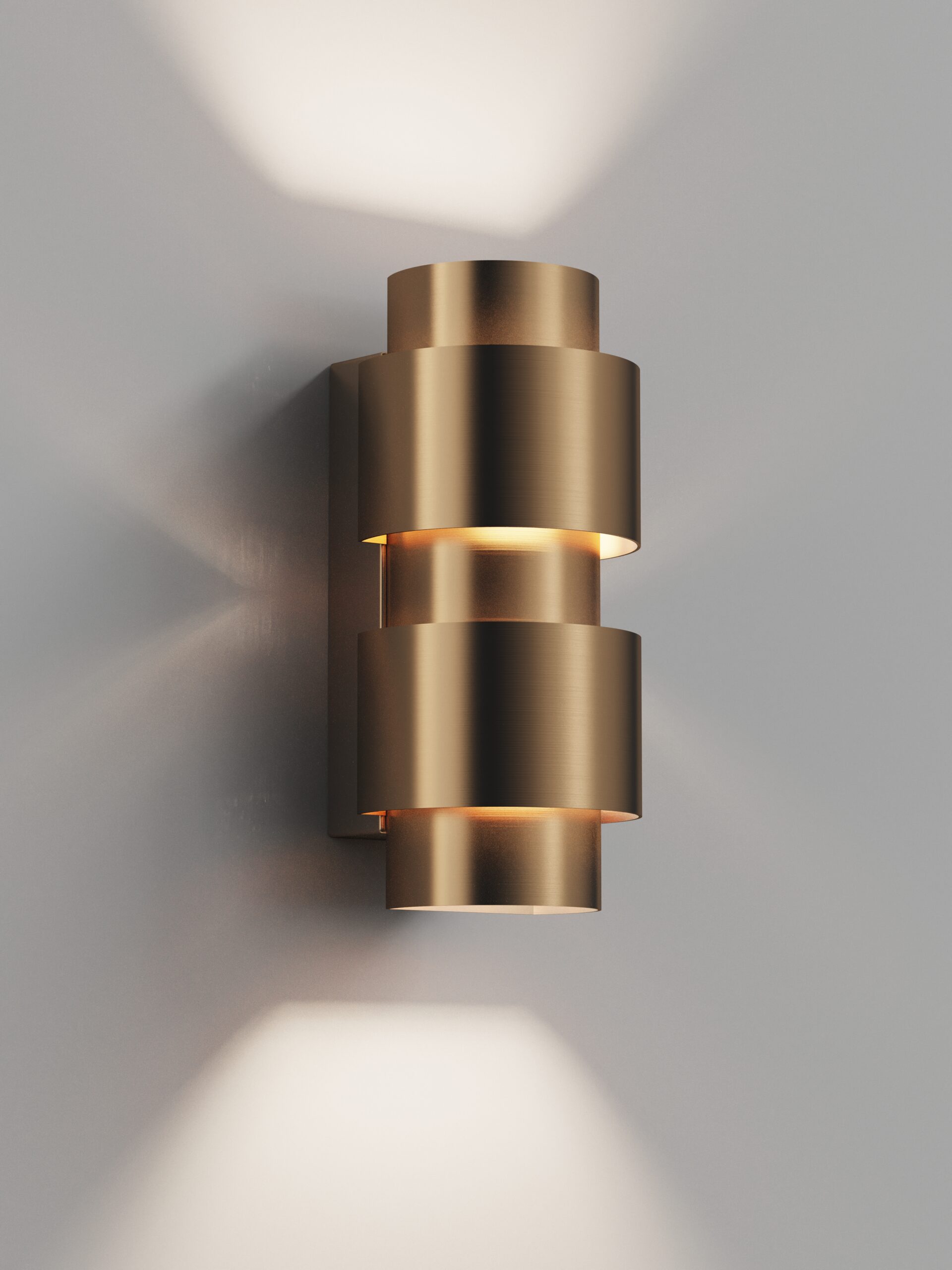 HIPP-Design WLV 01 KOP wandlamp half rond 10x22 cm — PVD geborsteld koper