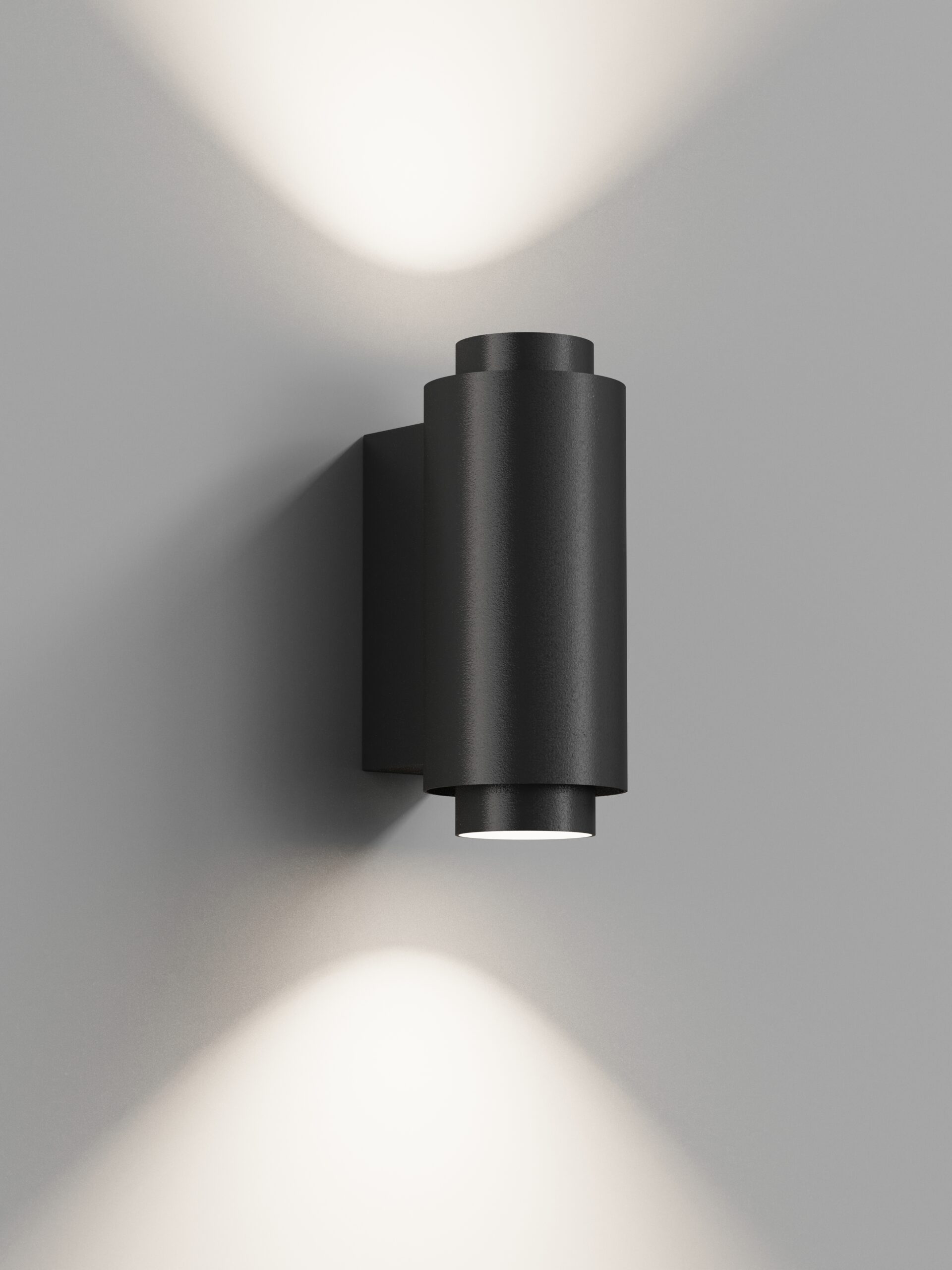 HIPP-Design WLV 04 BL wandlamp rond 7x17 cm — Mat zwart