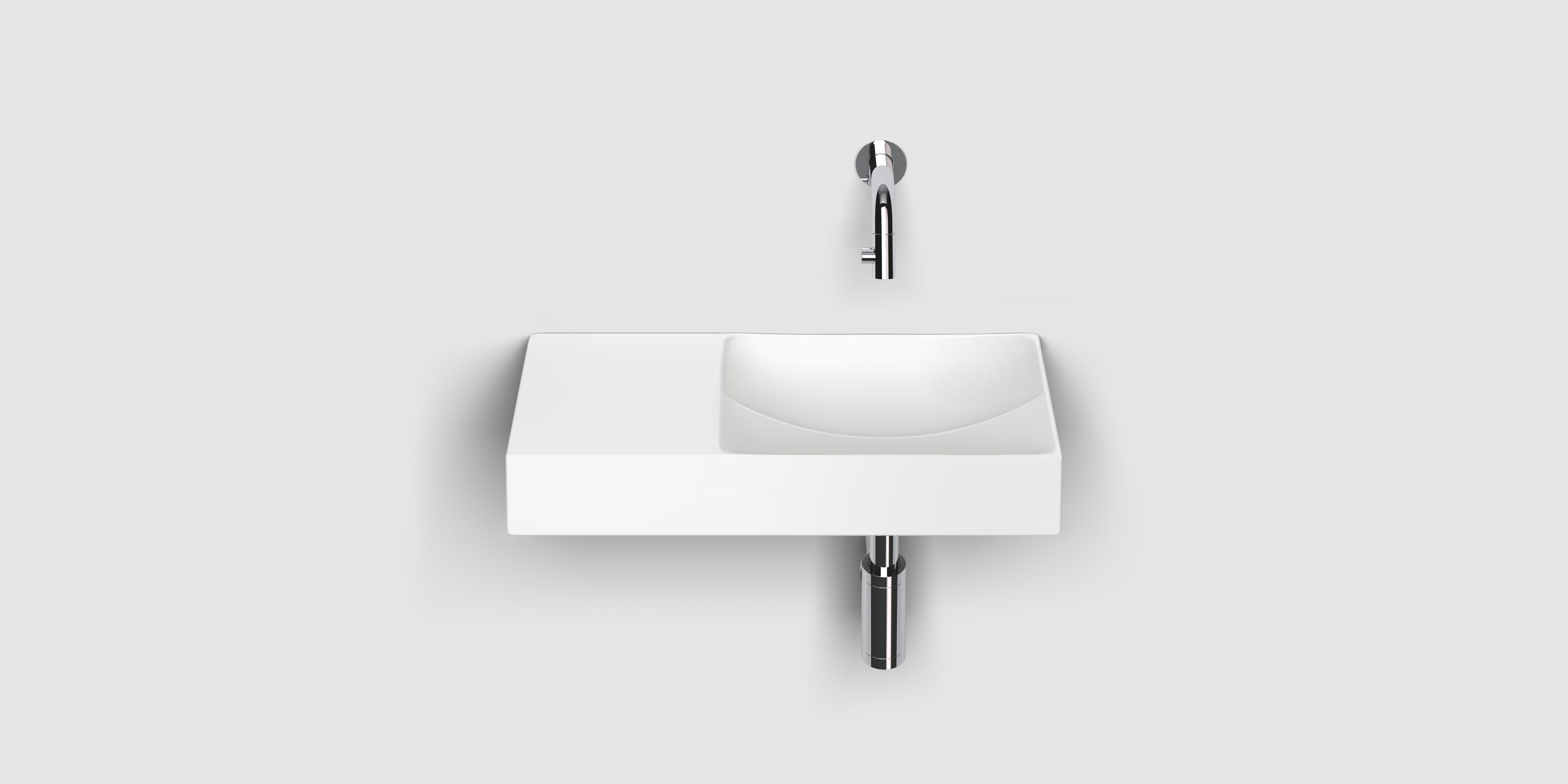 Vale fontein links 45cm, zonder kraangat, mat wit keramiek