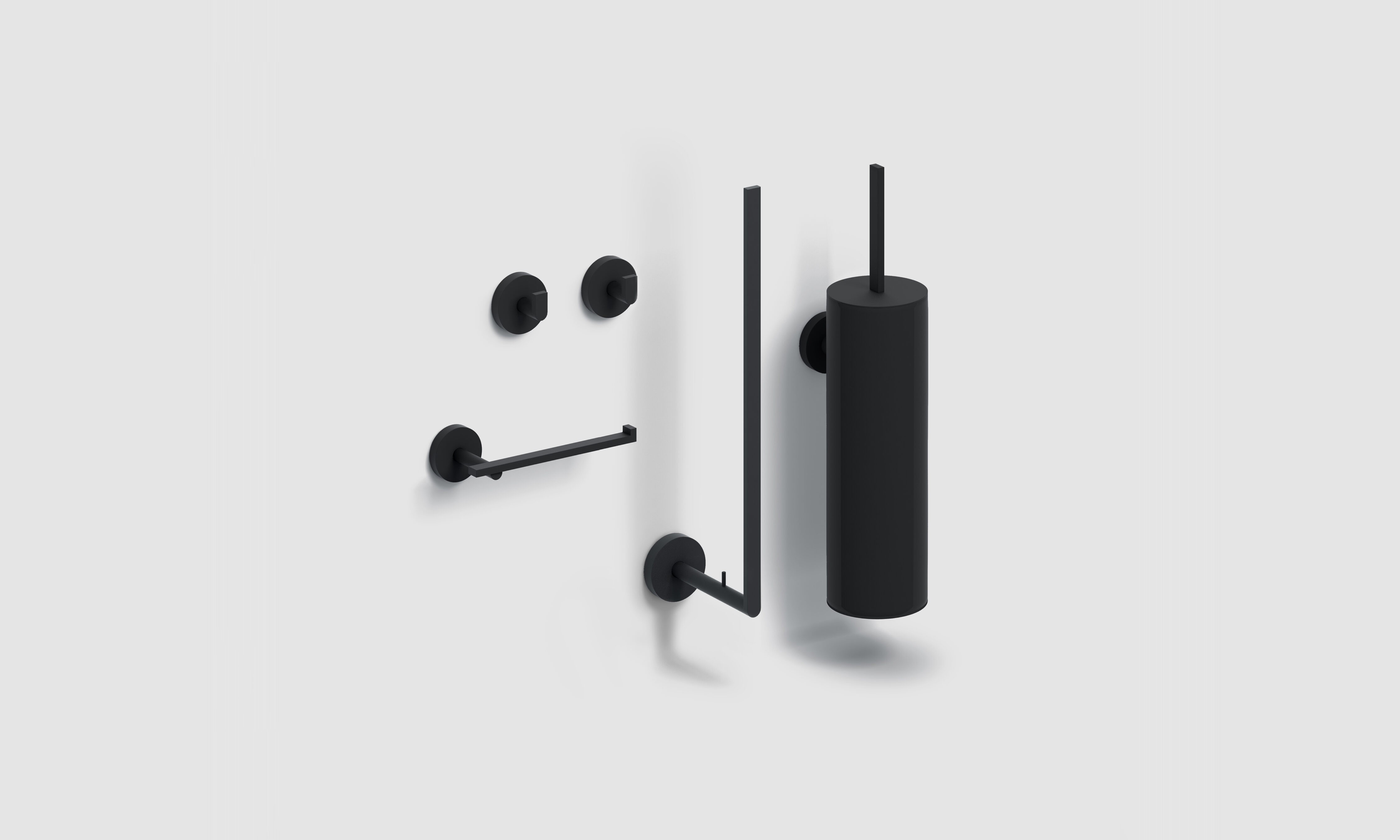 toilet accessoireset, mat zwart