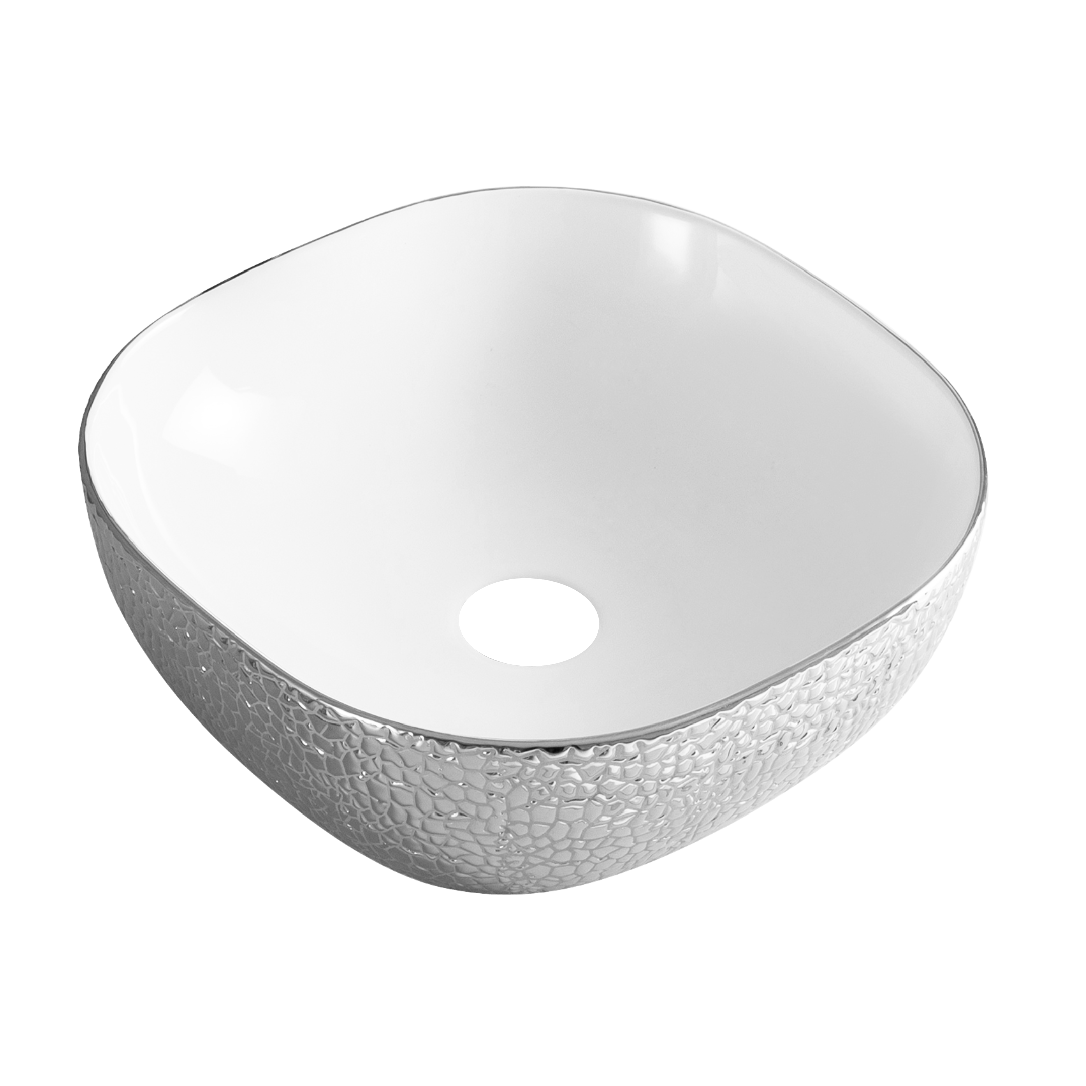 Best-Design "Royal-Zilver" krokodil motief opbouw-waskom Zilver / Glans-Wit