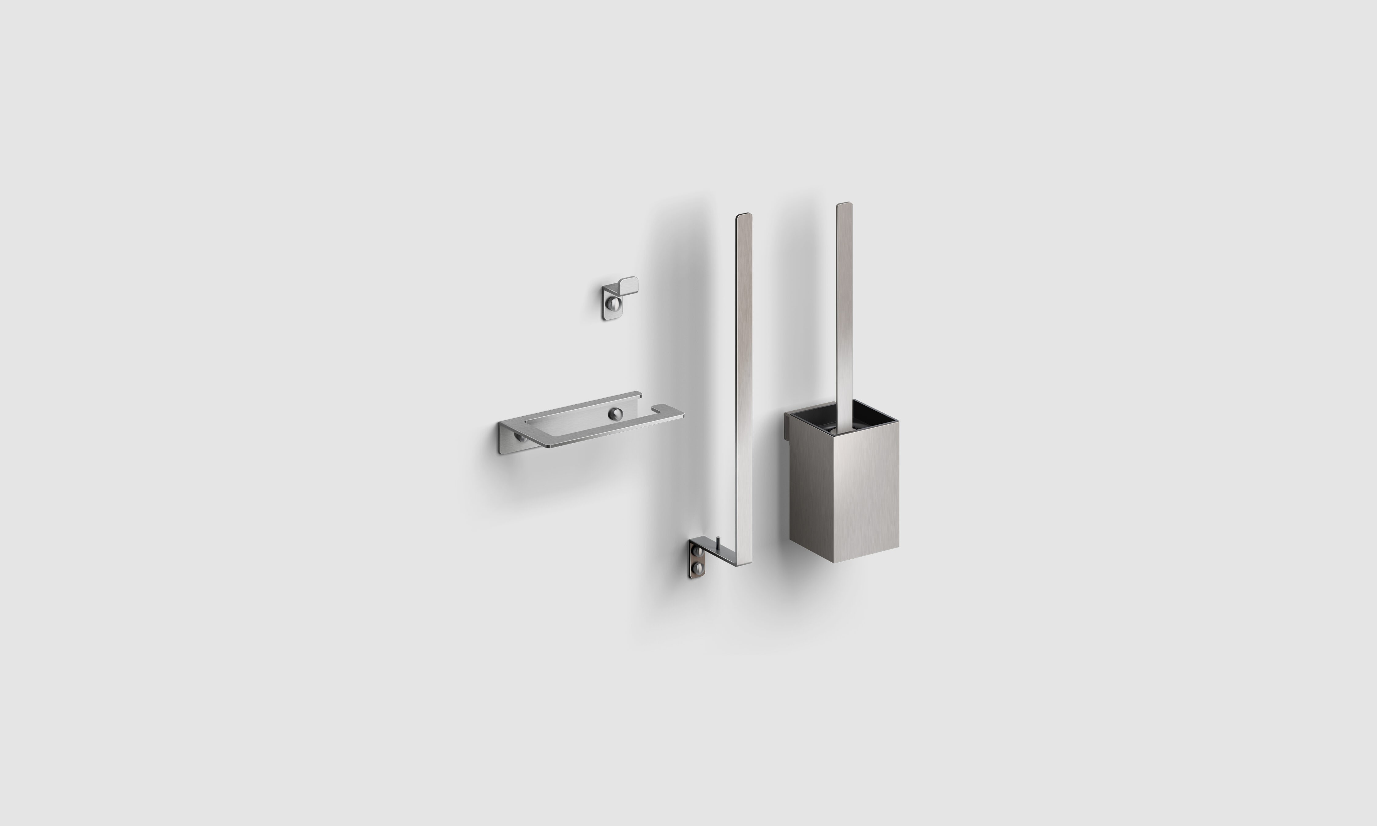 Fold accessoireset bestaande uit toiletborstel, toiletrolhouder, reserverolhouder en kledinghaak, rvs geborsteld
