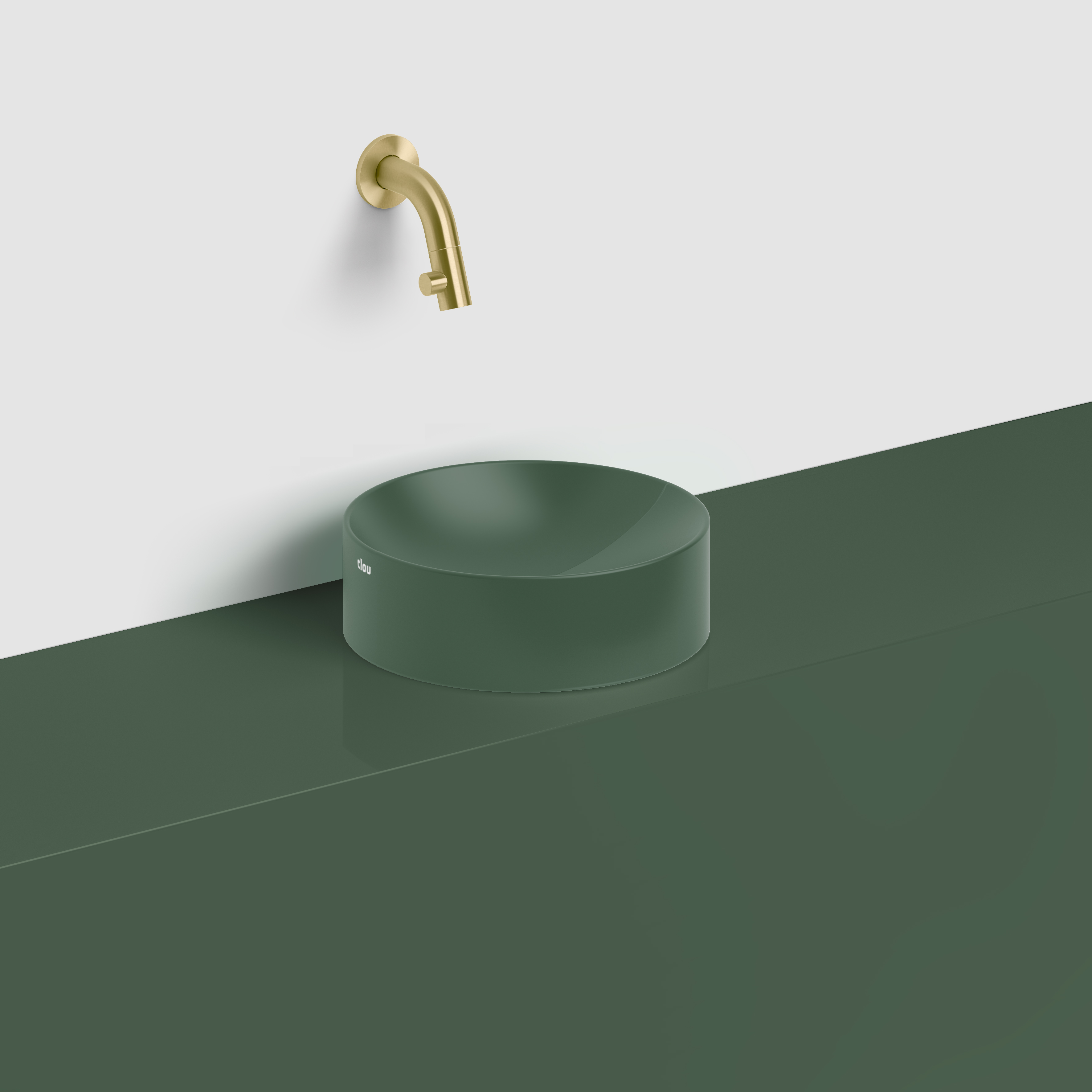 Vale fontein rond Ø22cm, mat pijnboom groen keramiek