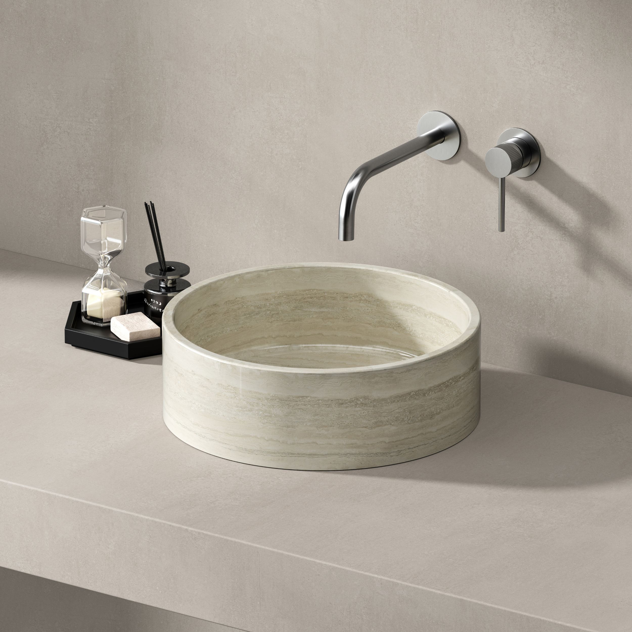 Best-Design "Pureline" marmer waskom Ø 30 x 13 cm White Wooden