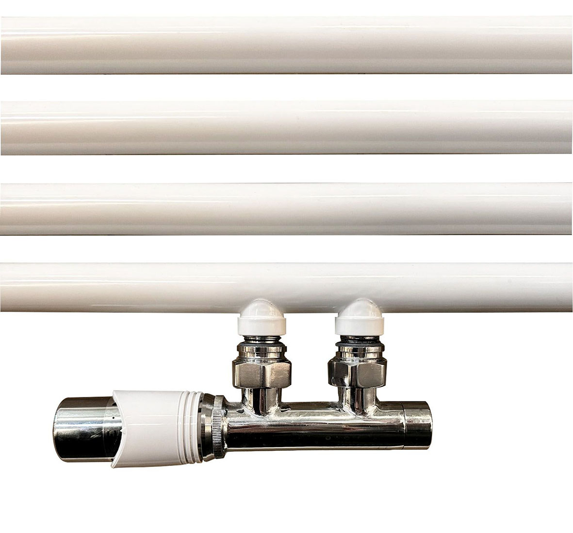 Onderblok set haaks links compleet 16 x 2,0 en 15 mm knel chroom/wit