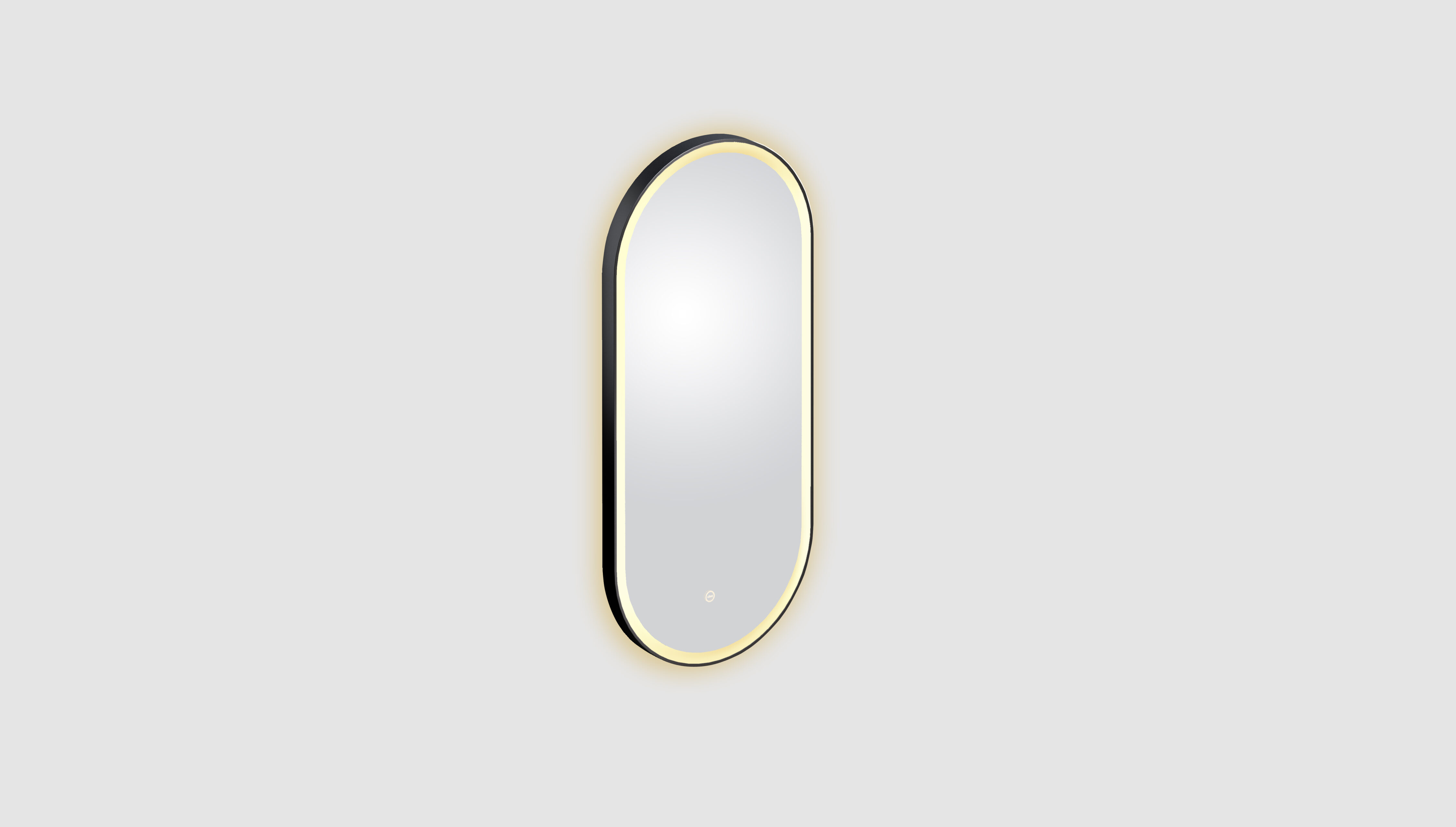 Look at Me ovale spiegel, met 2700K LED-verlichting, IP44, met een omlijsting in mat zwart. Met sensorbediening!