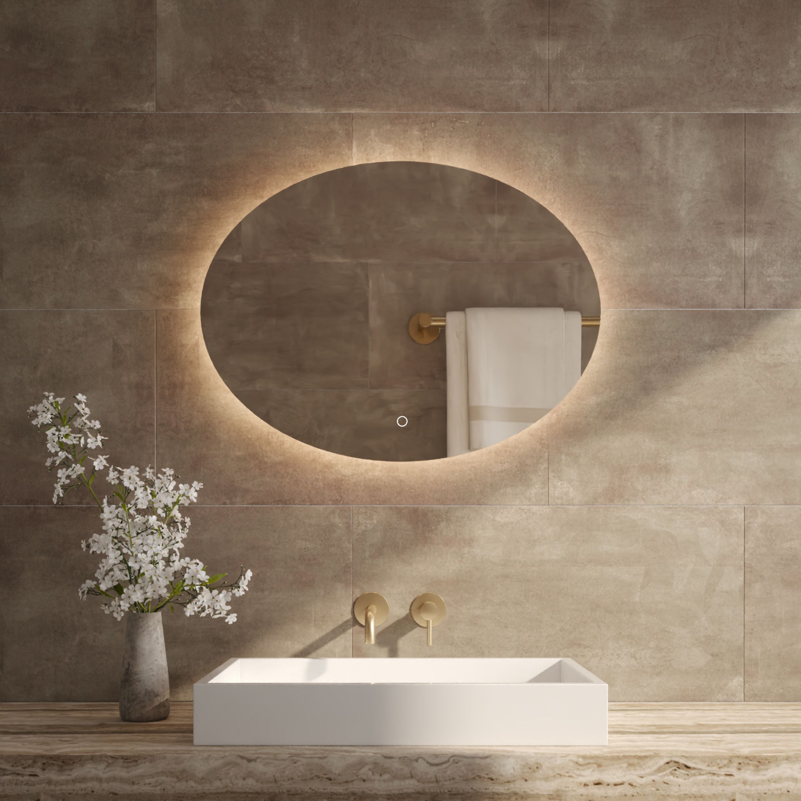 Best-Design "Divo-80" ovale spiegel incl. led verlichting B=80 x H=60cm