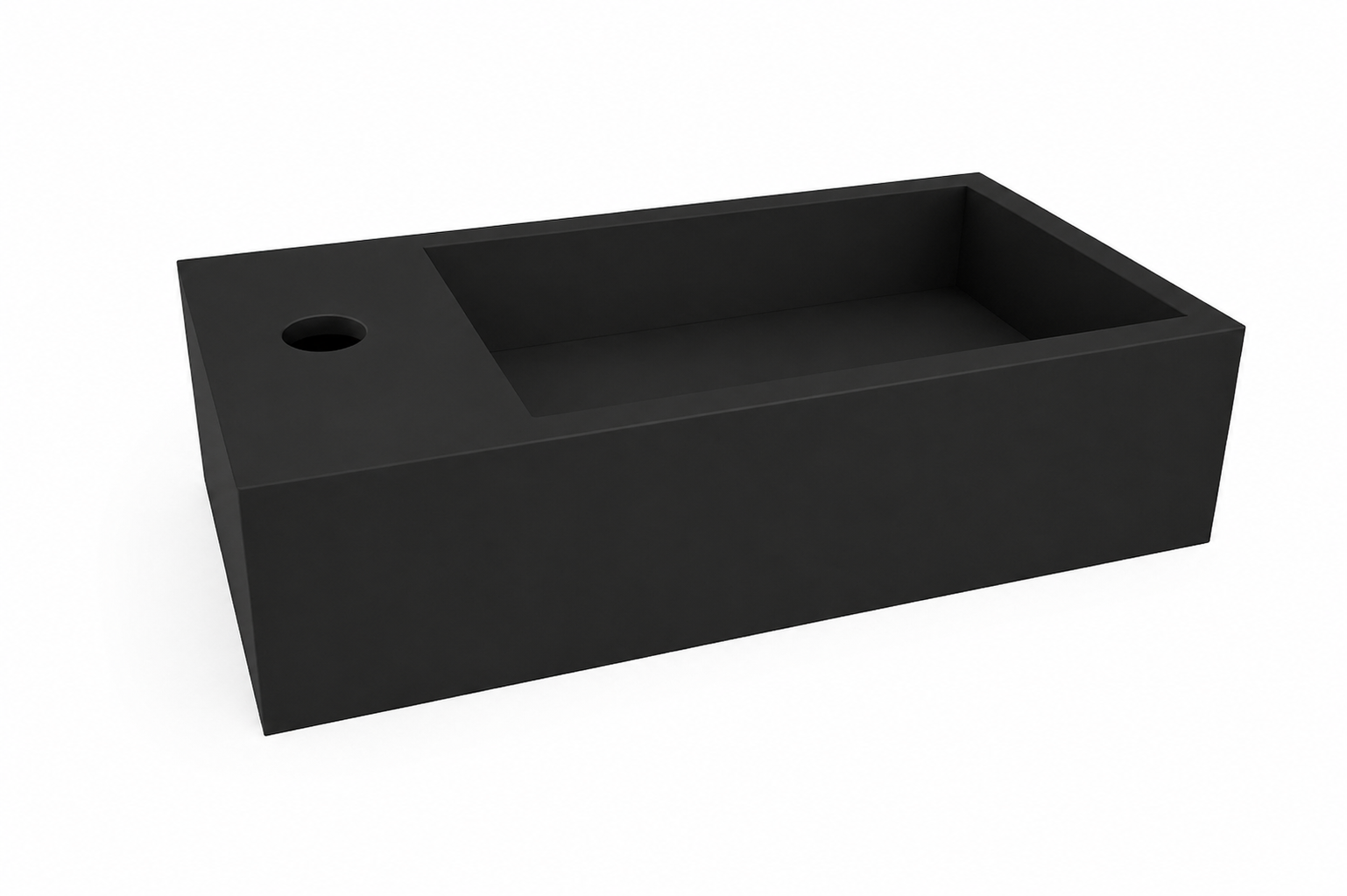 Lotte fontein links 40 x 22 x 10 cm solid surface mat zwart