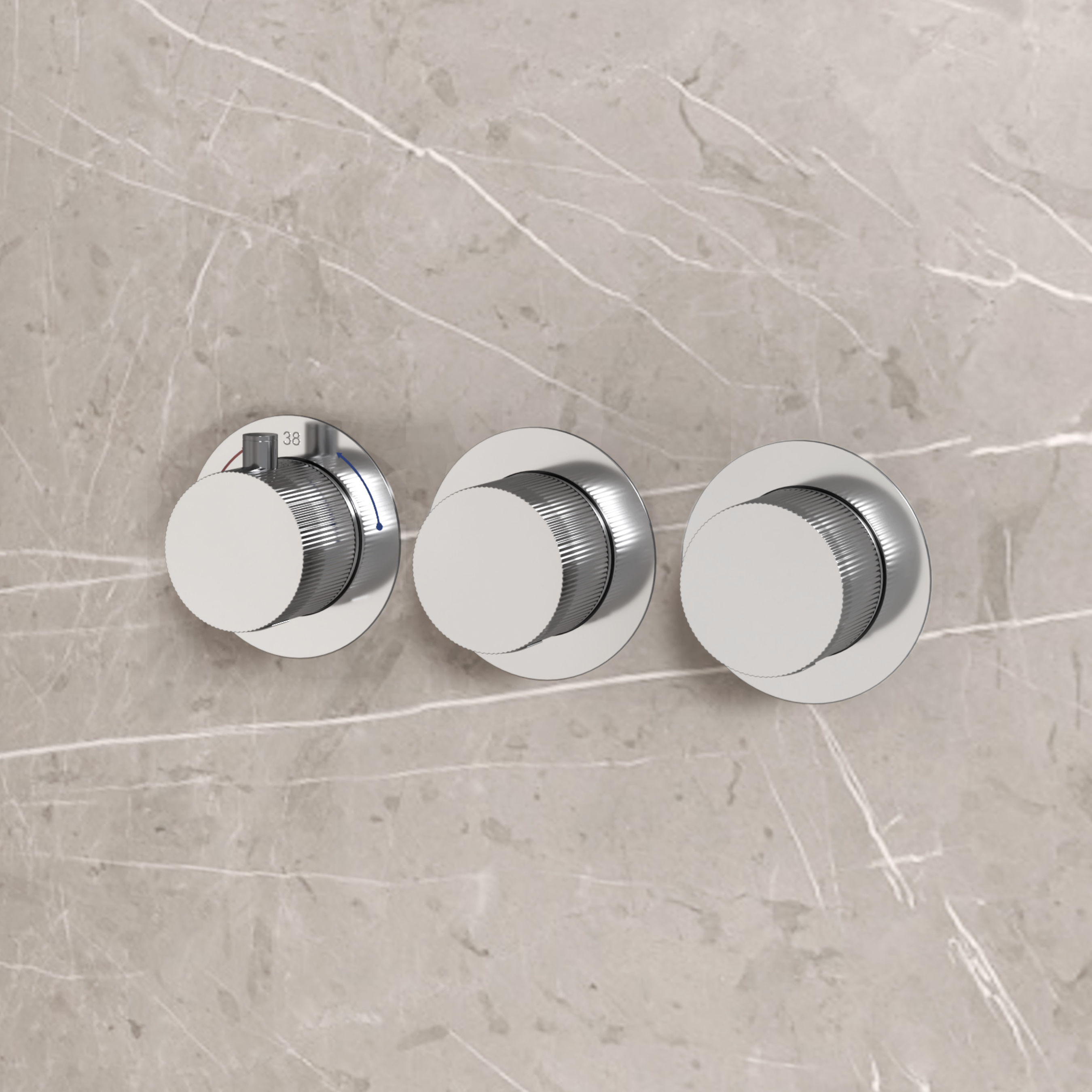 Best-Design "High-End Chrome" inbouwthermostaat incl. inb.box 2-weg 1/2" chroom