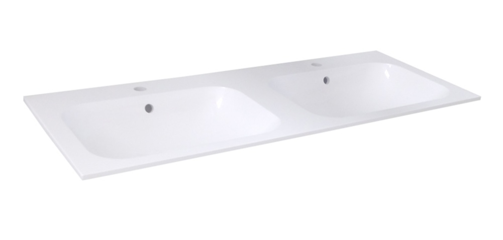Best-Design duo-wastafel 120 cm tbv. meubel "Bora" met 2 kraangaten