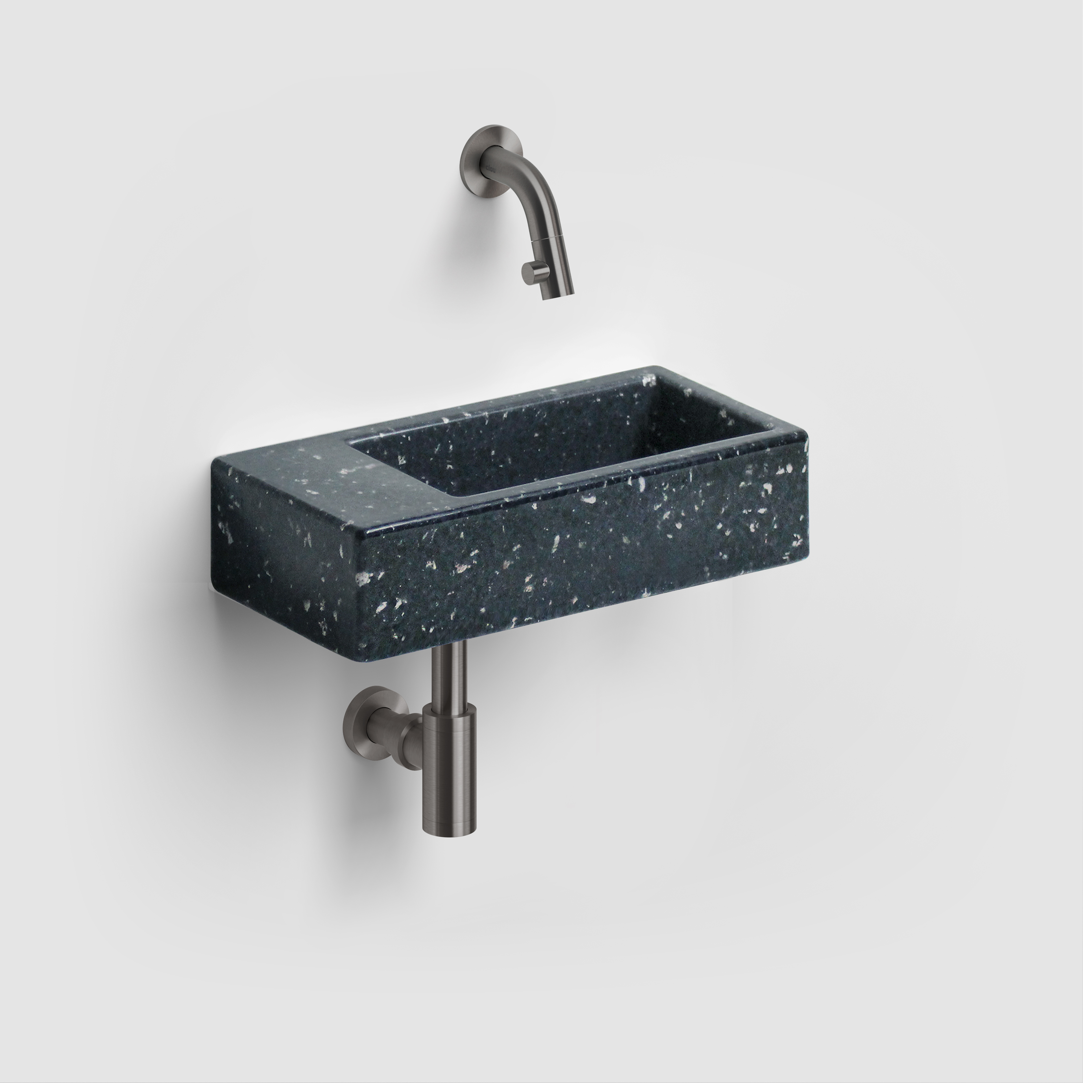 Ecorazzo Flush 3 fontein 36cm, links, gerecycleerd, heelal zwart PE