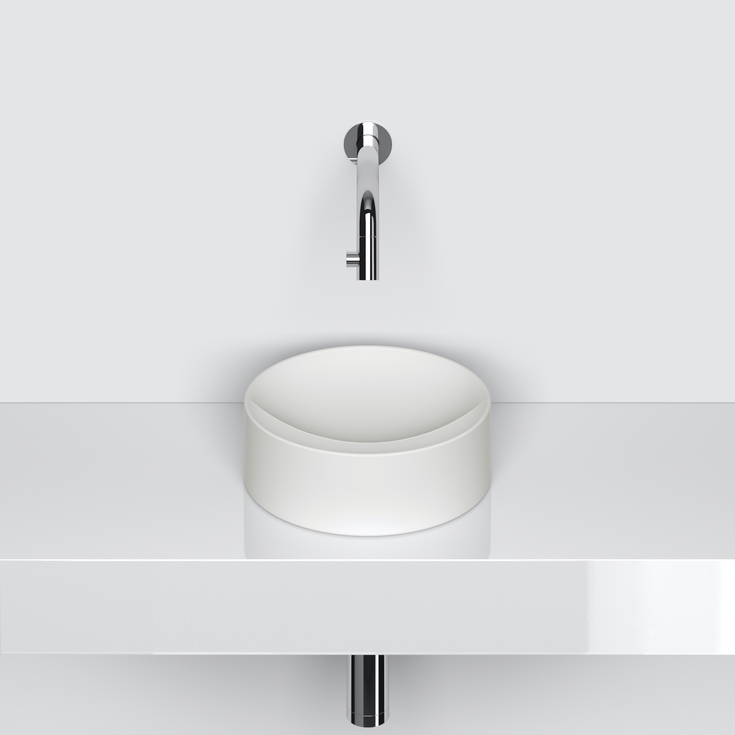 Vale fontein, ø22cm, zonder kranenbank, mat wit keramiek