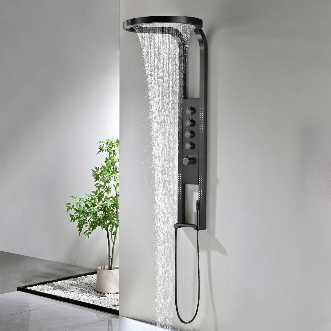 Best-Design "Nero-Future 2.0" Thermostatisch douchepaneel 1440x220/520mm mat-zwart