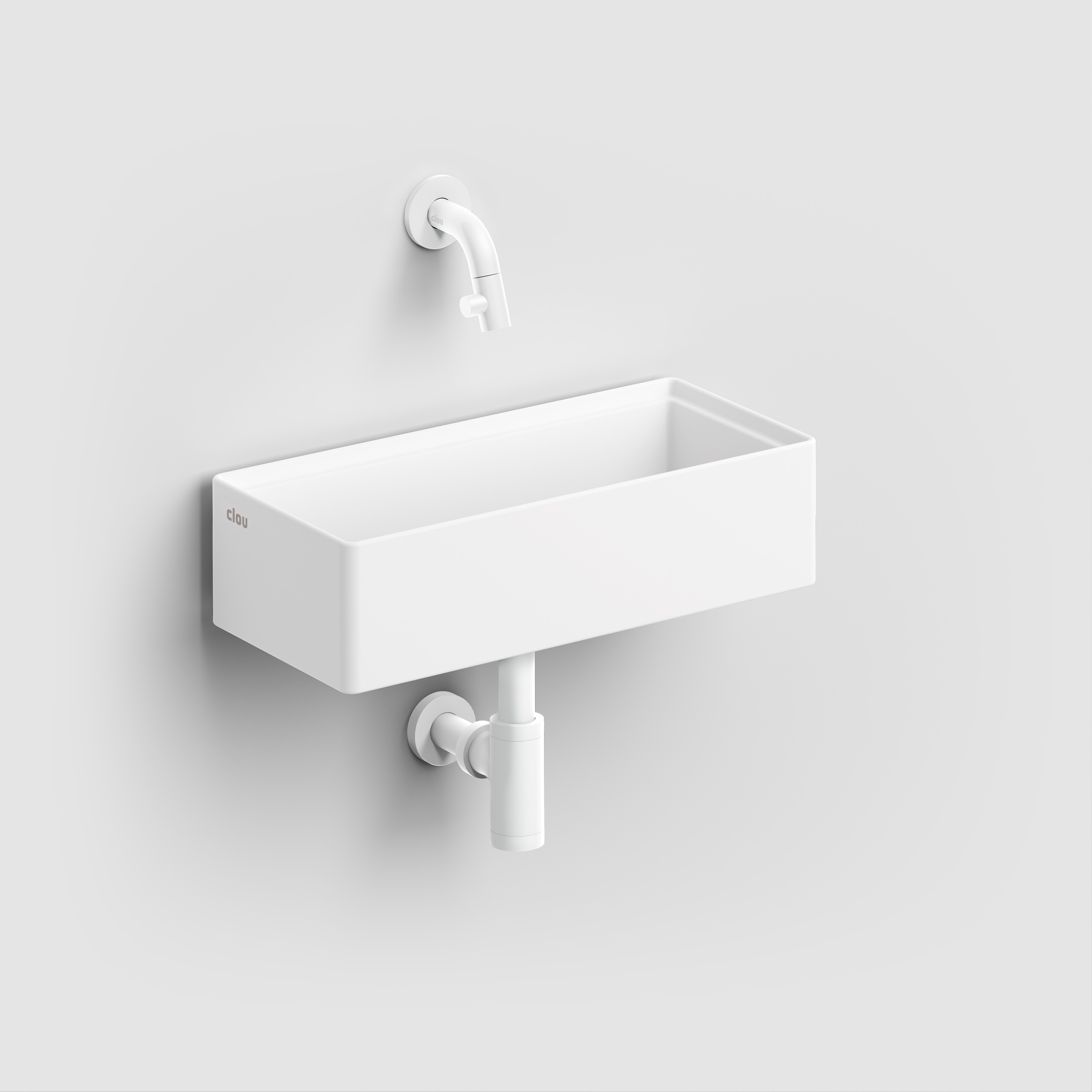 New Flush 3.1 fontein, met afvoerplug en afvoerplaat, zonder kranenbank, mat wit aluite