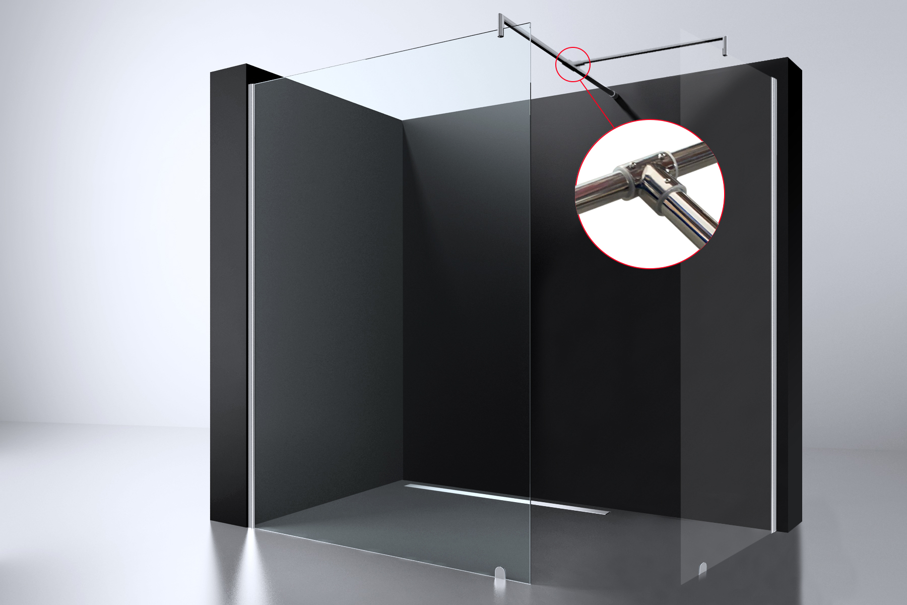 Best-Design Chroom T-verbindingsstuk tbv: muur-stabilisatie-stang Erico inloopdouche