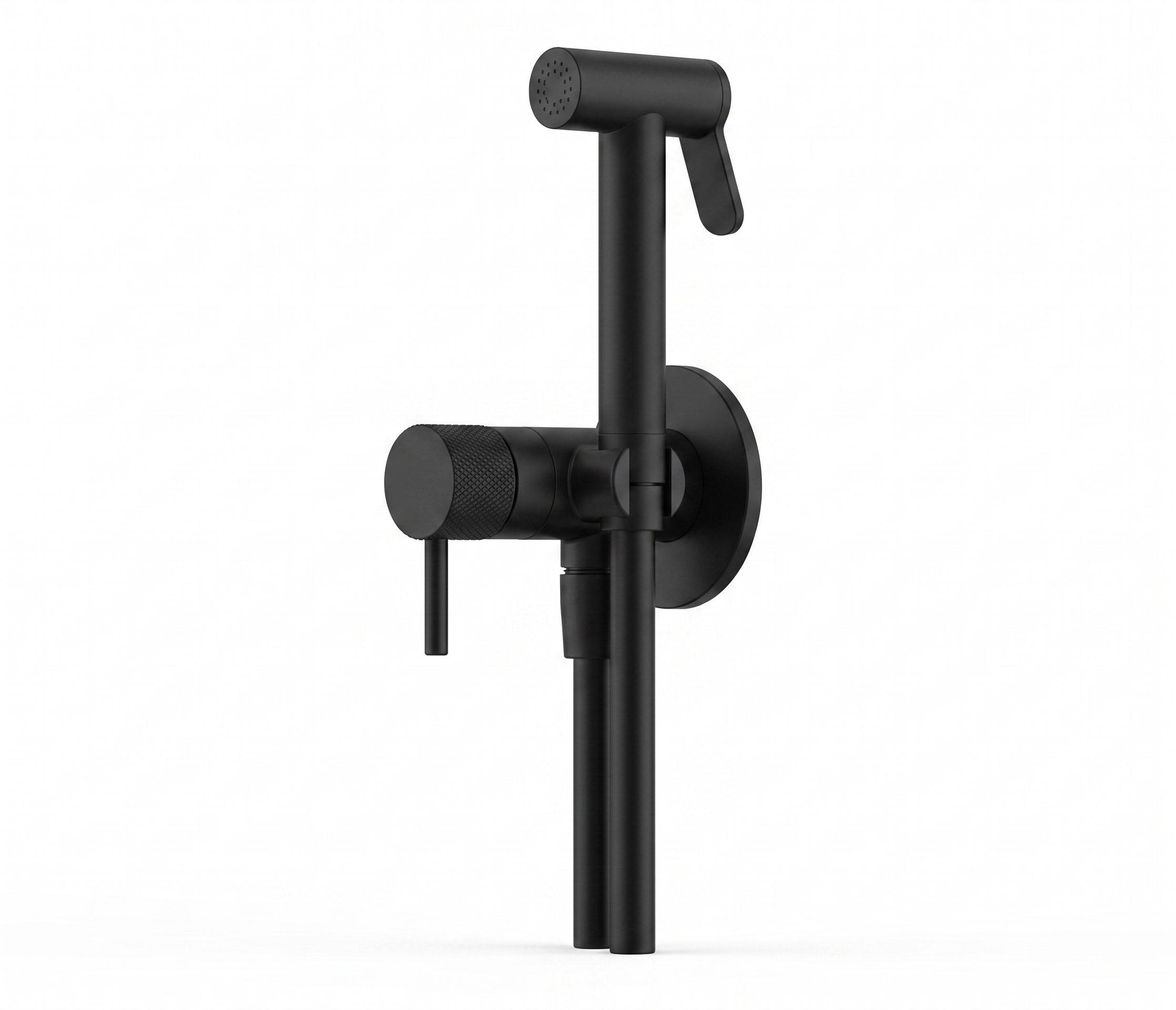 Afbouwdeel eenhendel bidetmengkraan met houder, slang 120 cm en push button handdouche