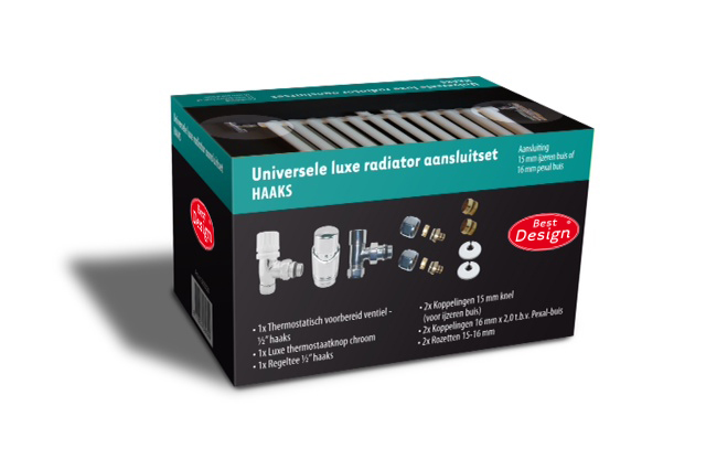 Best-Design Luxe radiator-aansluitset "Haaks" universeel (DS-GROEN)
