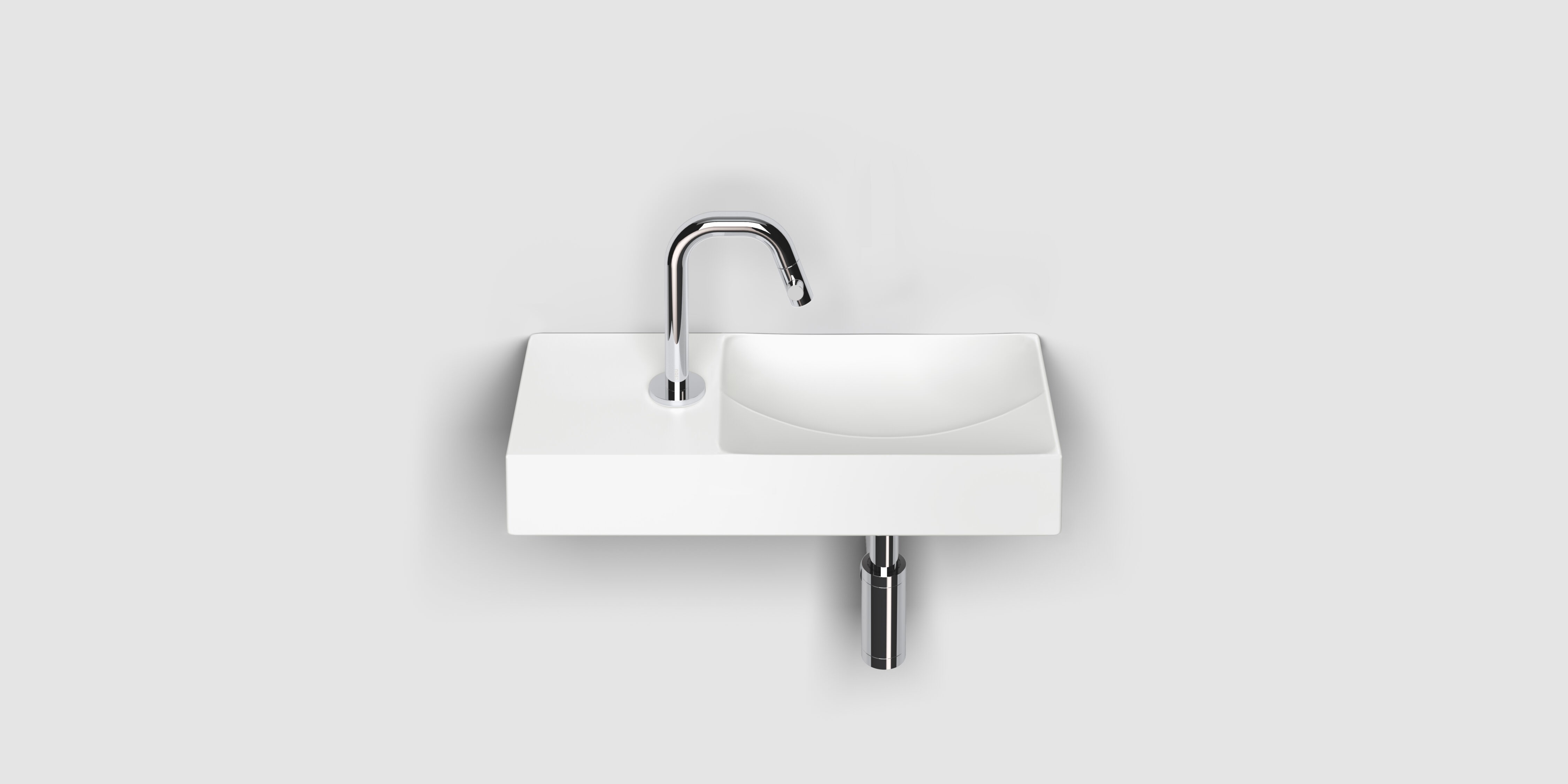 Vale fontein links 45cm, met kraangat, mat wit keramiek