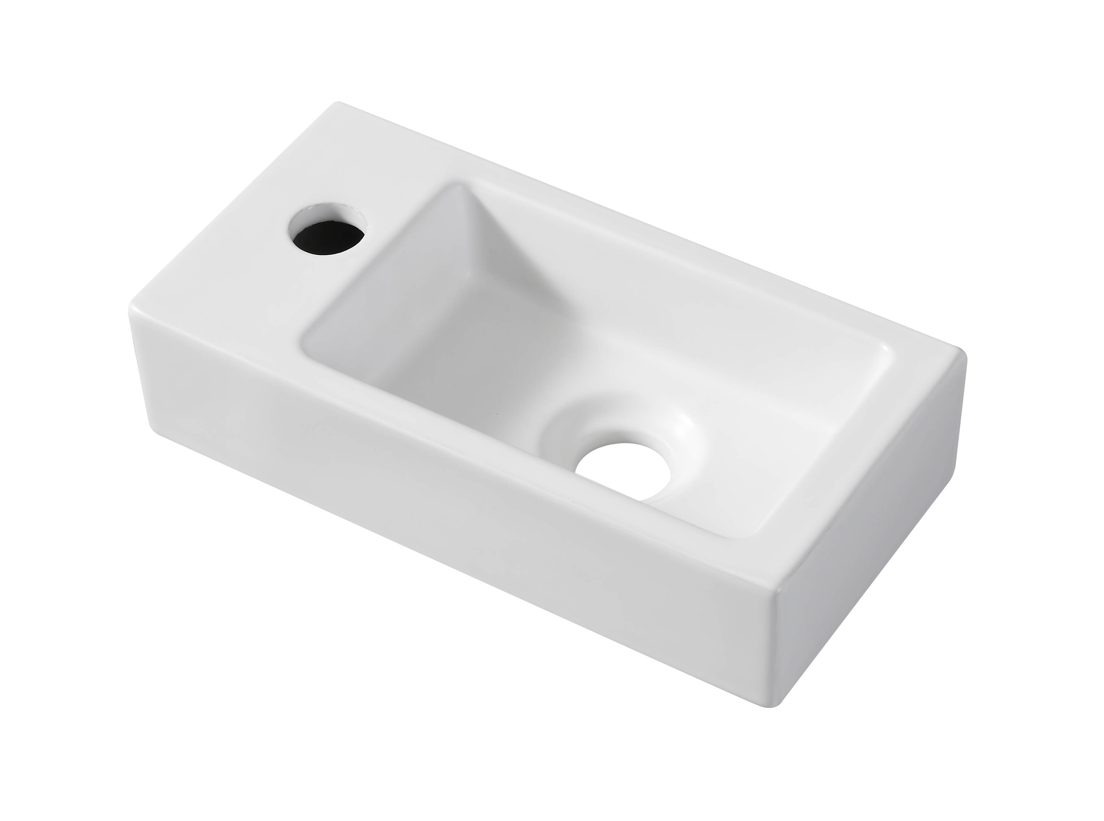 Rhea S mini fontein links 36,5 x 18 x 9 cm keramiek mat wit