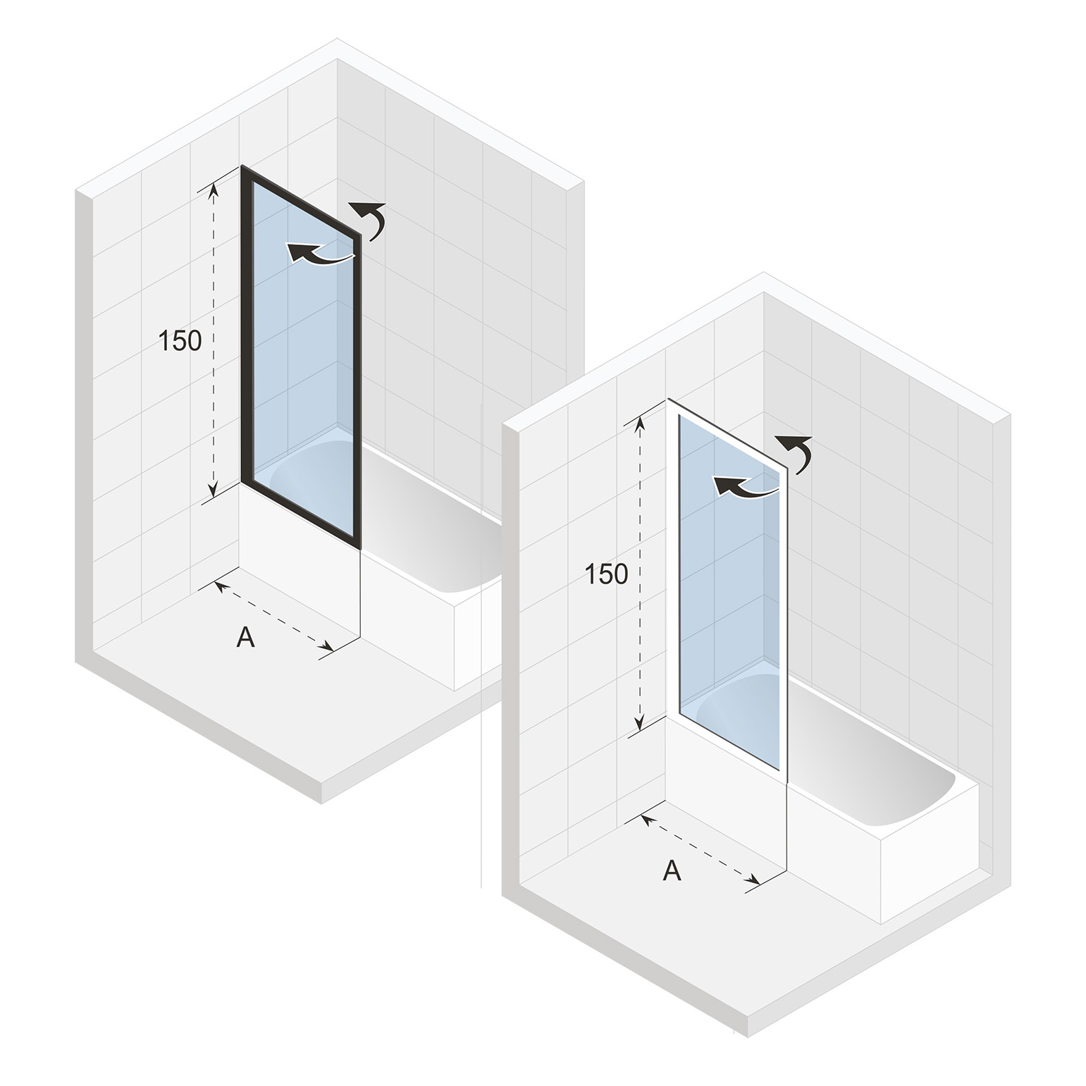Riho Lucid 501 badwand 80x150 cm matzwart
