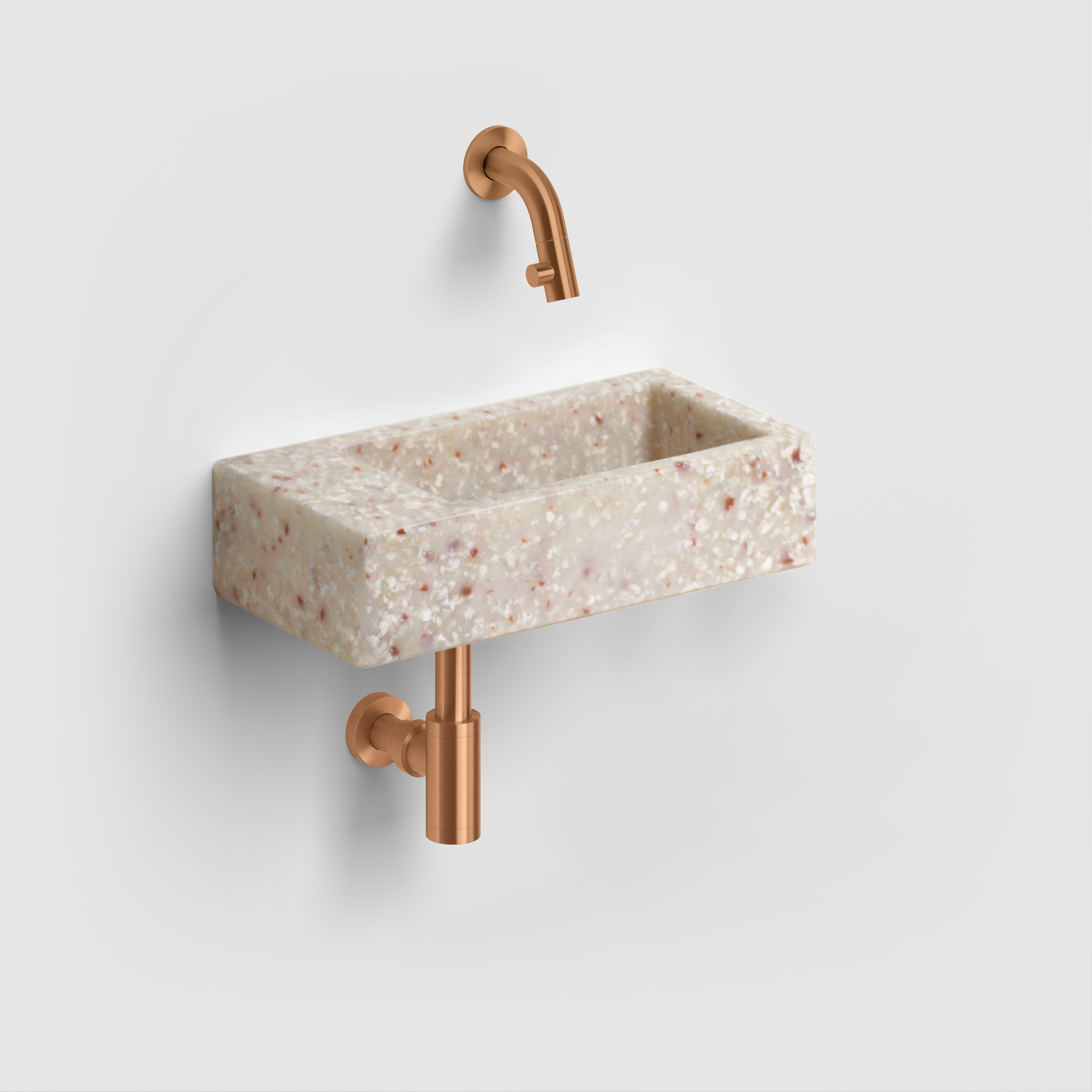 Ecorazzo Flush 3 fontein 36cm, links, gerecycleerd, terra licht PE