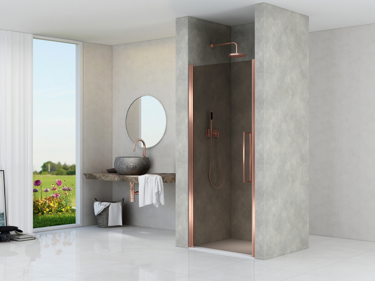 Nisdeur 2000 mm hoog rookglas brons Brushed bronze beslag