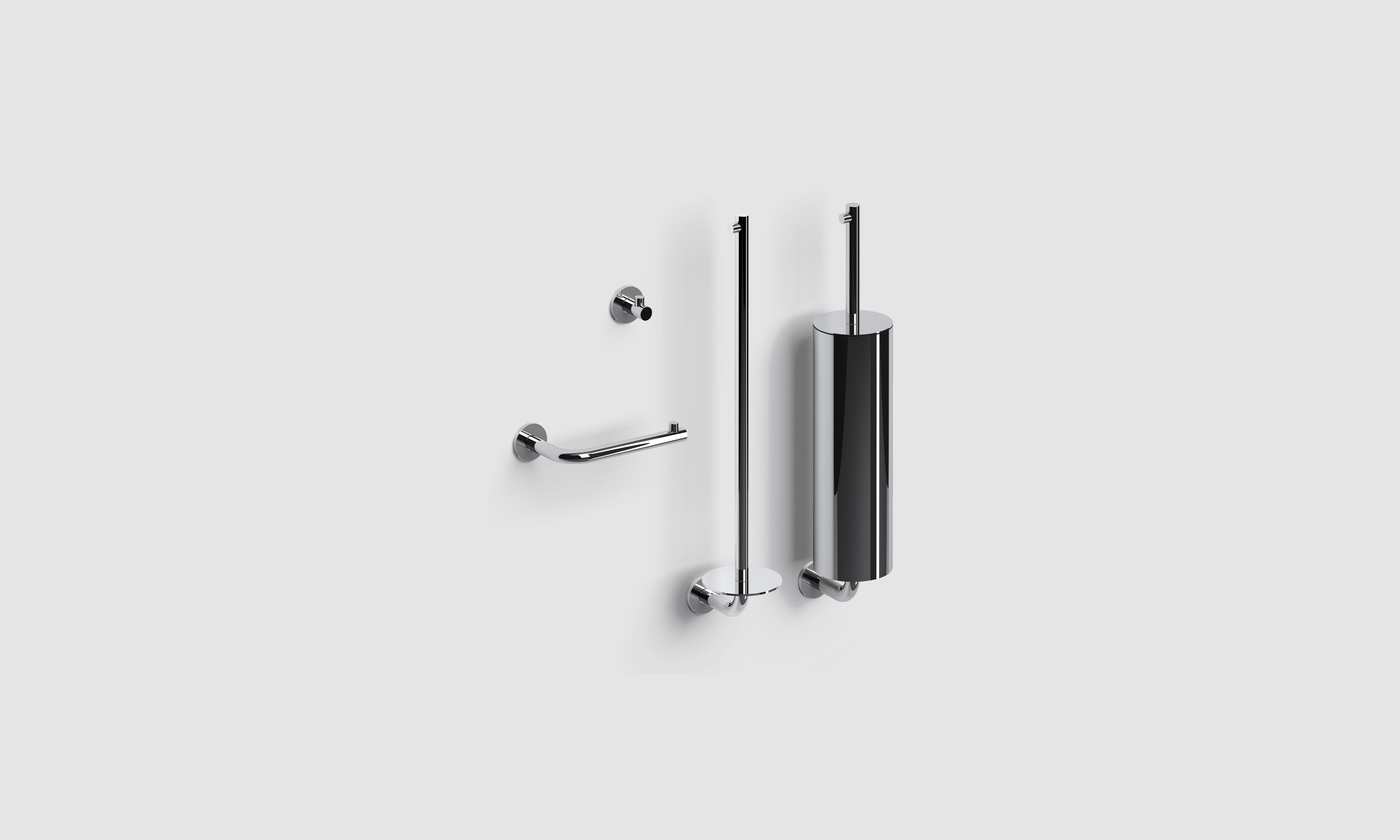 Kaldur toilet accessoireset bestaande uit toiletborstel, toiletrolhouder, reserverolhouder en kledinghaak, chroom