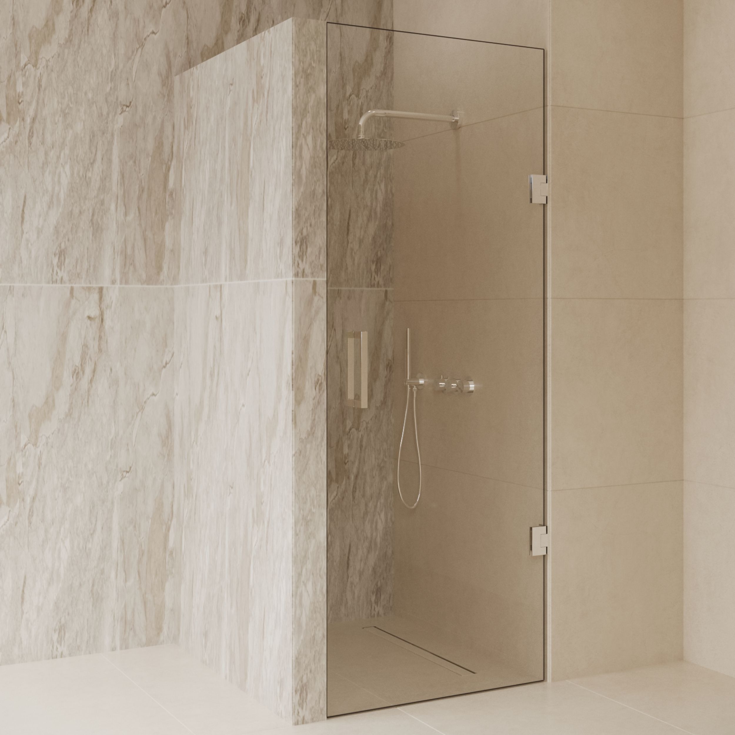 Best-Design 'Dalis-700-Chroom-Helder' nisdeur NANO 8mm glas