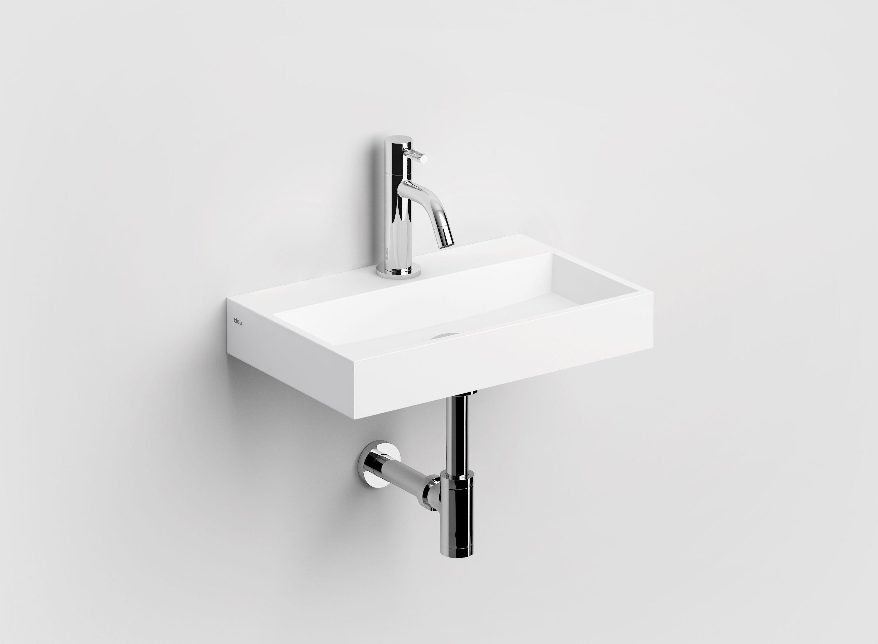 Mini Wash Me fontein 38cm, met voorbewerkt kraangat, mat wit aluite