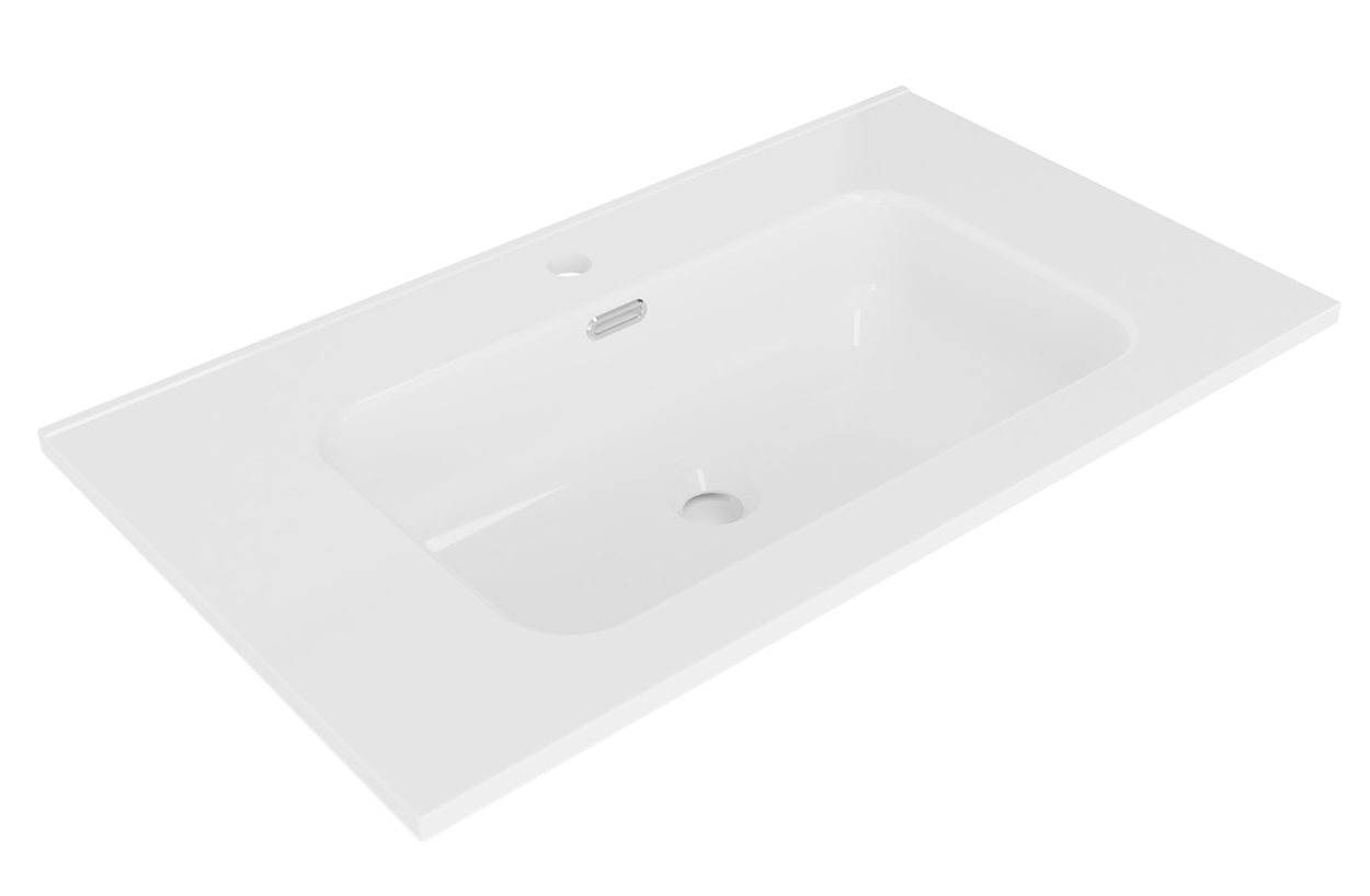 Bajo wastafel enkel met 1 kraangat 100 x 46 x 1,8 cm keramiek glans wit