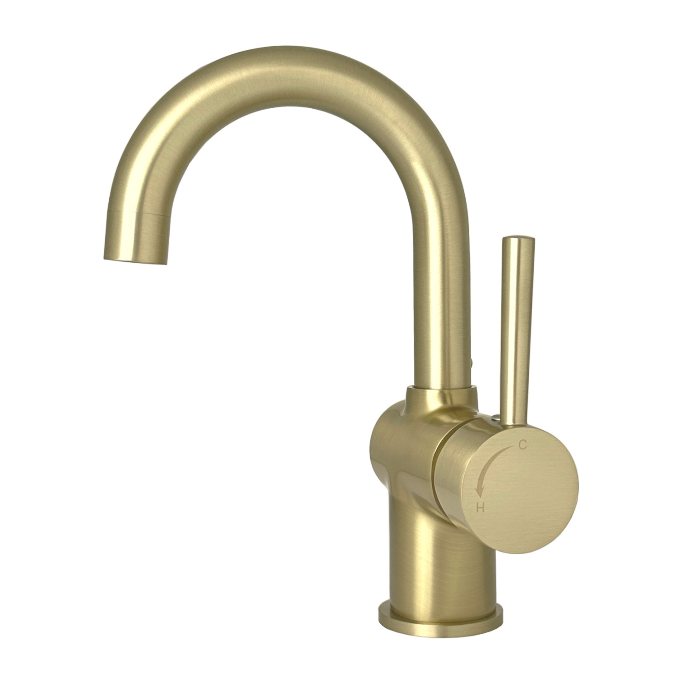 Best-Design "Nancy-Ansbach" wastafelmengkraan met drb.uitloop & cold start functie mat-goud
